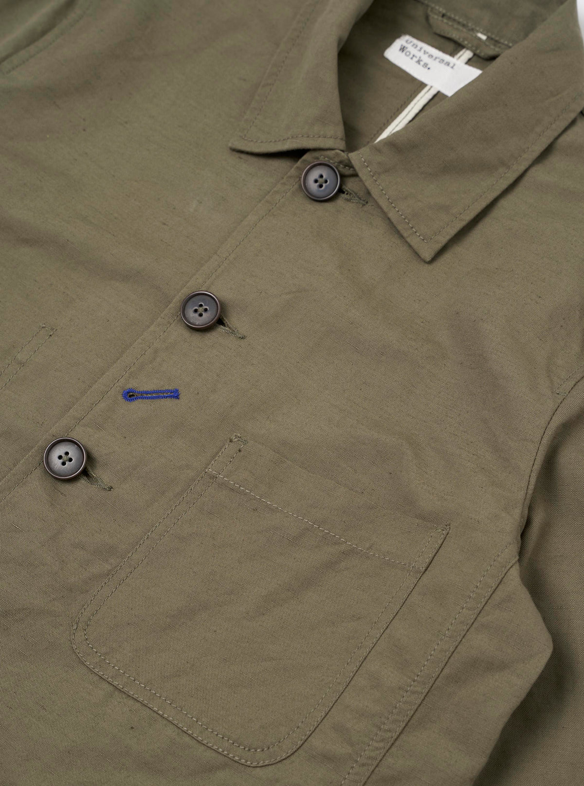 Olive Linen Slub Weave Bakers Jacket