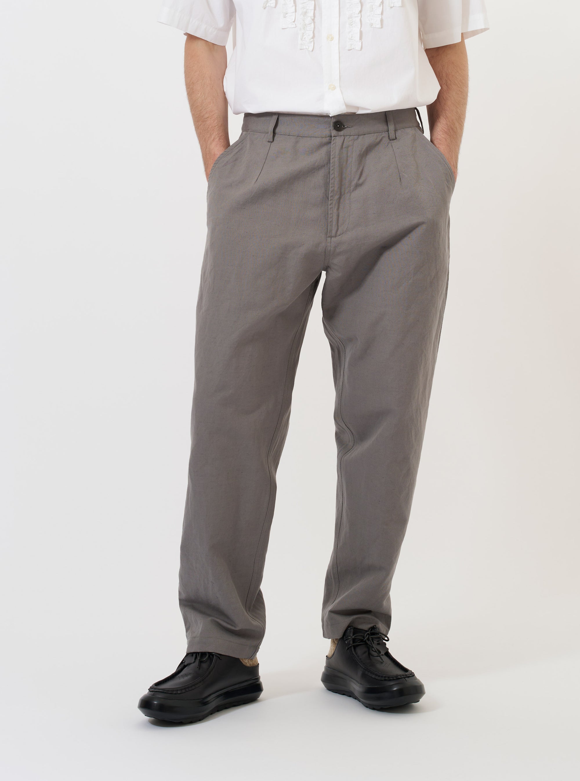 Mid Grey Linen Slub Weave Dizzy Trouser