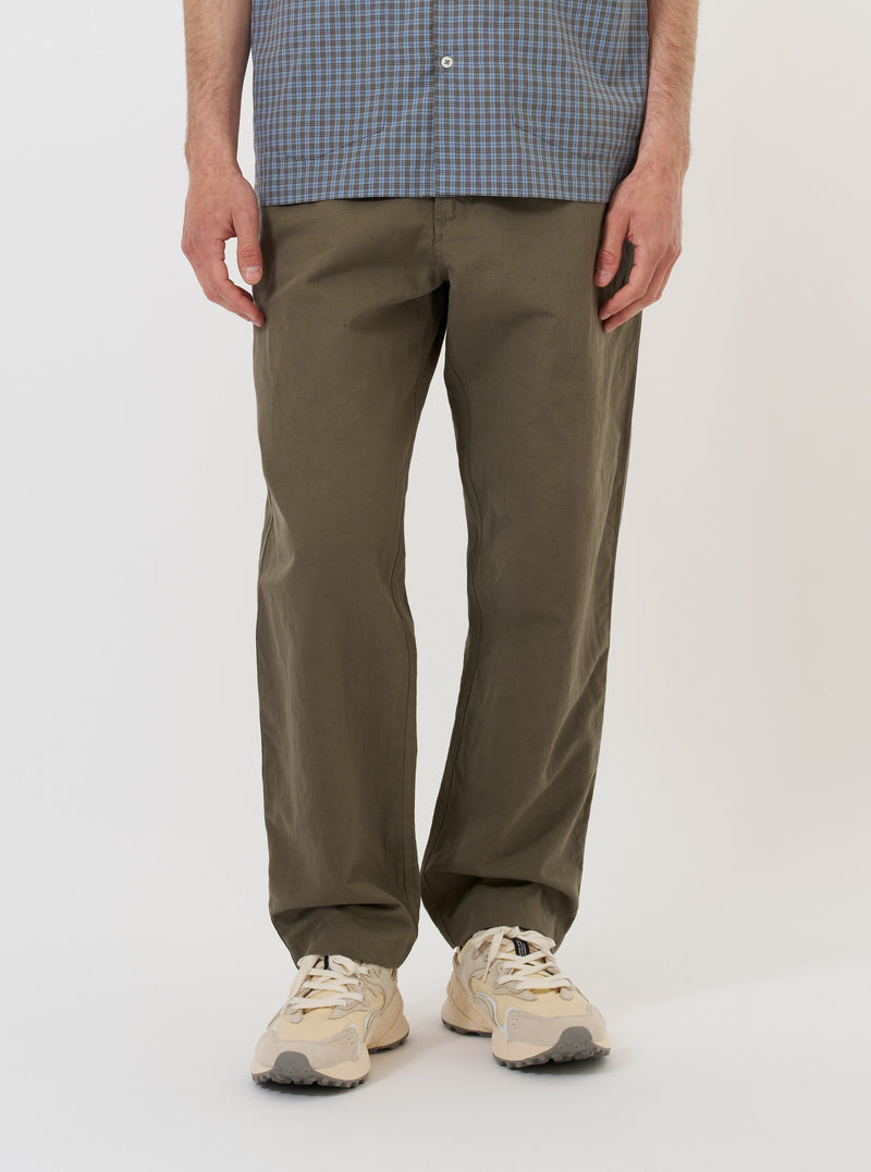 Olive Linen Slub Weave Dizzy Trouser