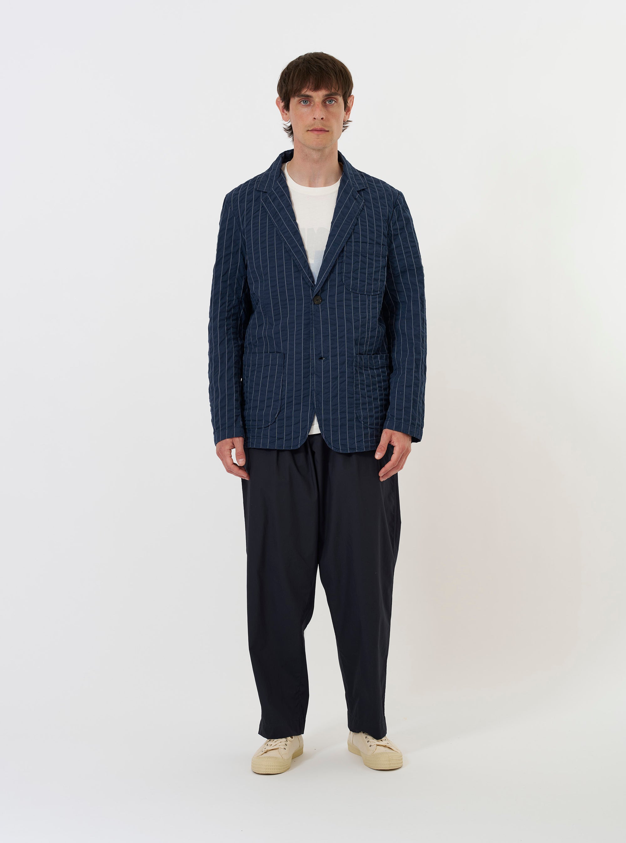 Navy Chester Stripe Two Button Jacket