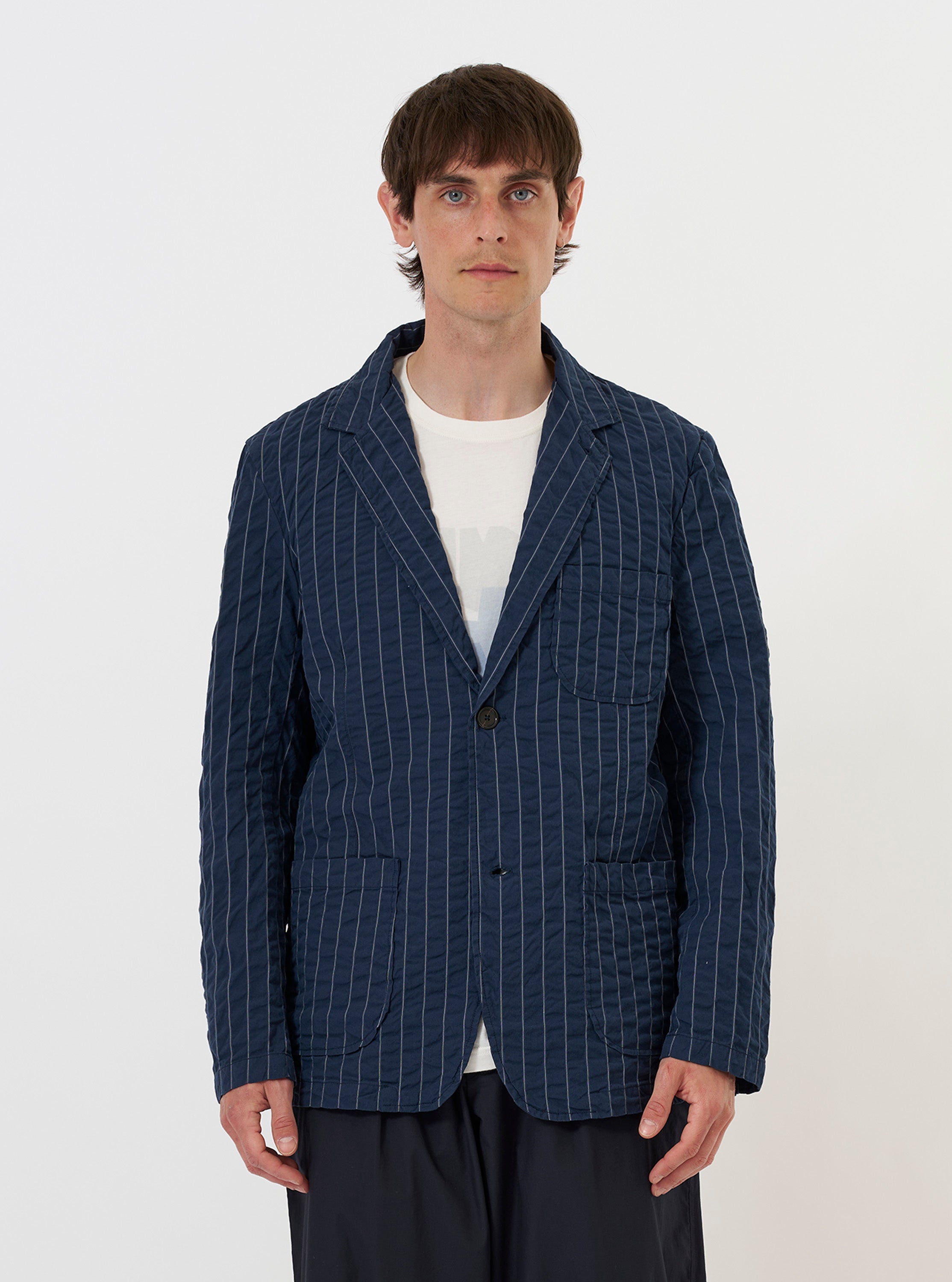Men's Navy Chester Stripe Two Button Jacket – Universal Works