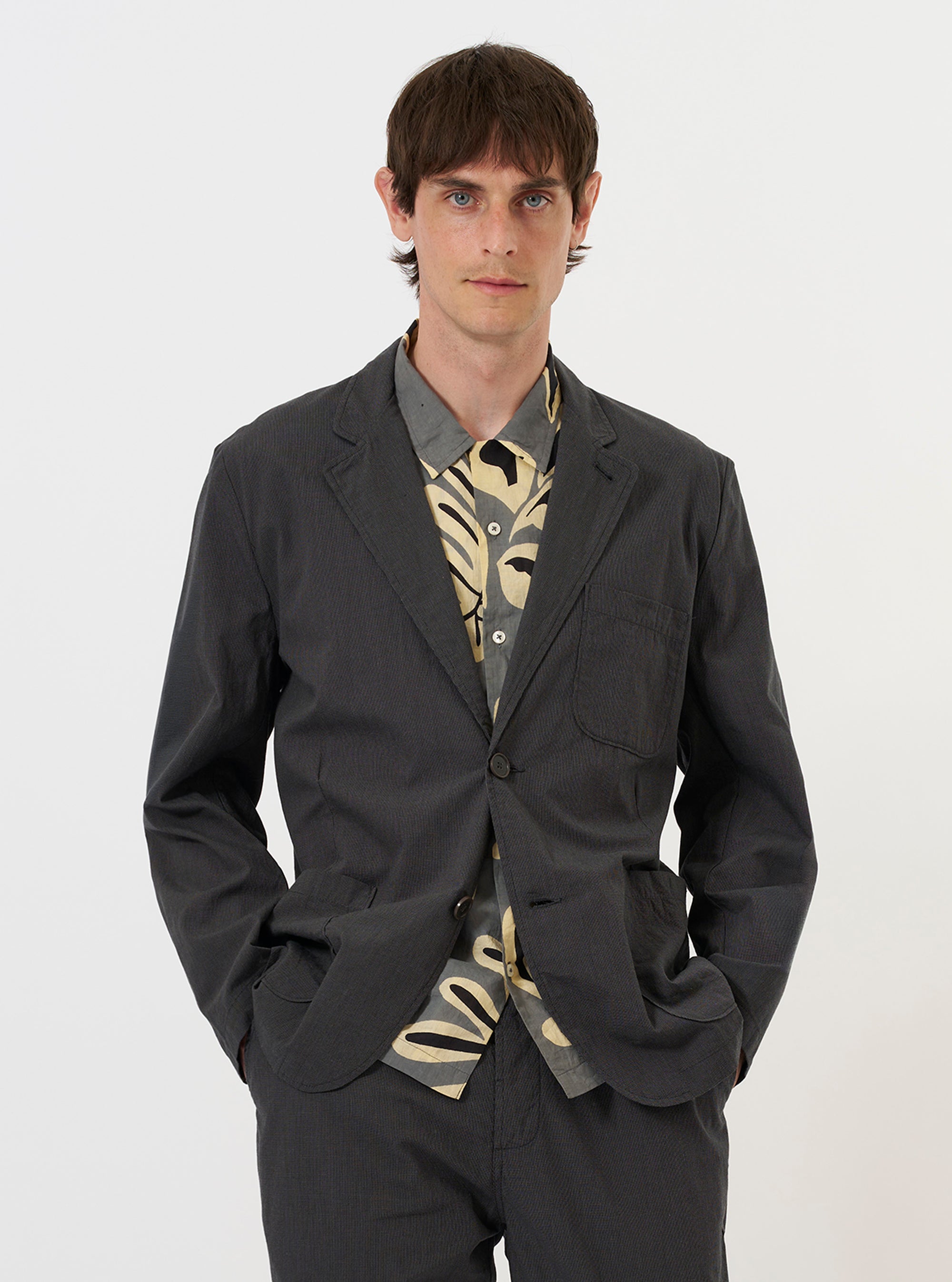 Charcoal Seattle Cotton Two Button Jacket