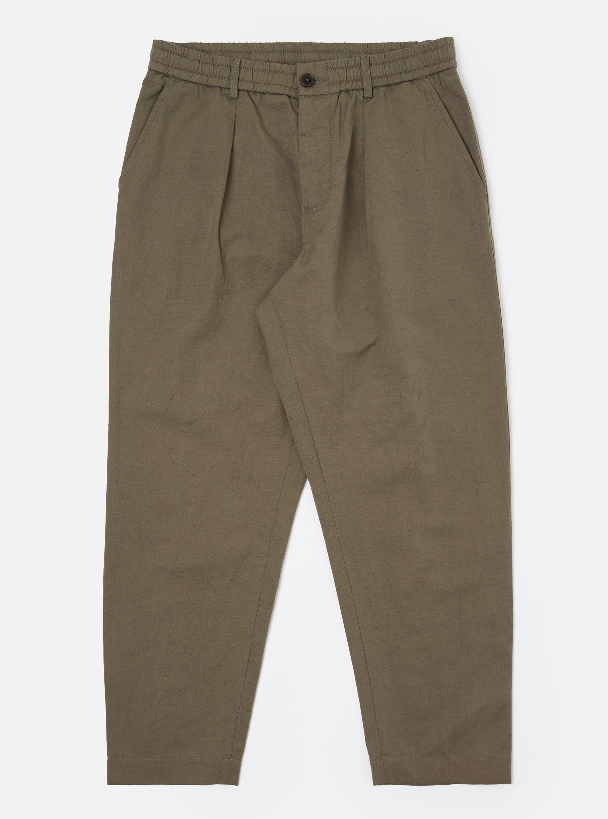 Olive Linen Slub Weave Oxford Pant