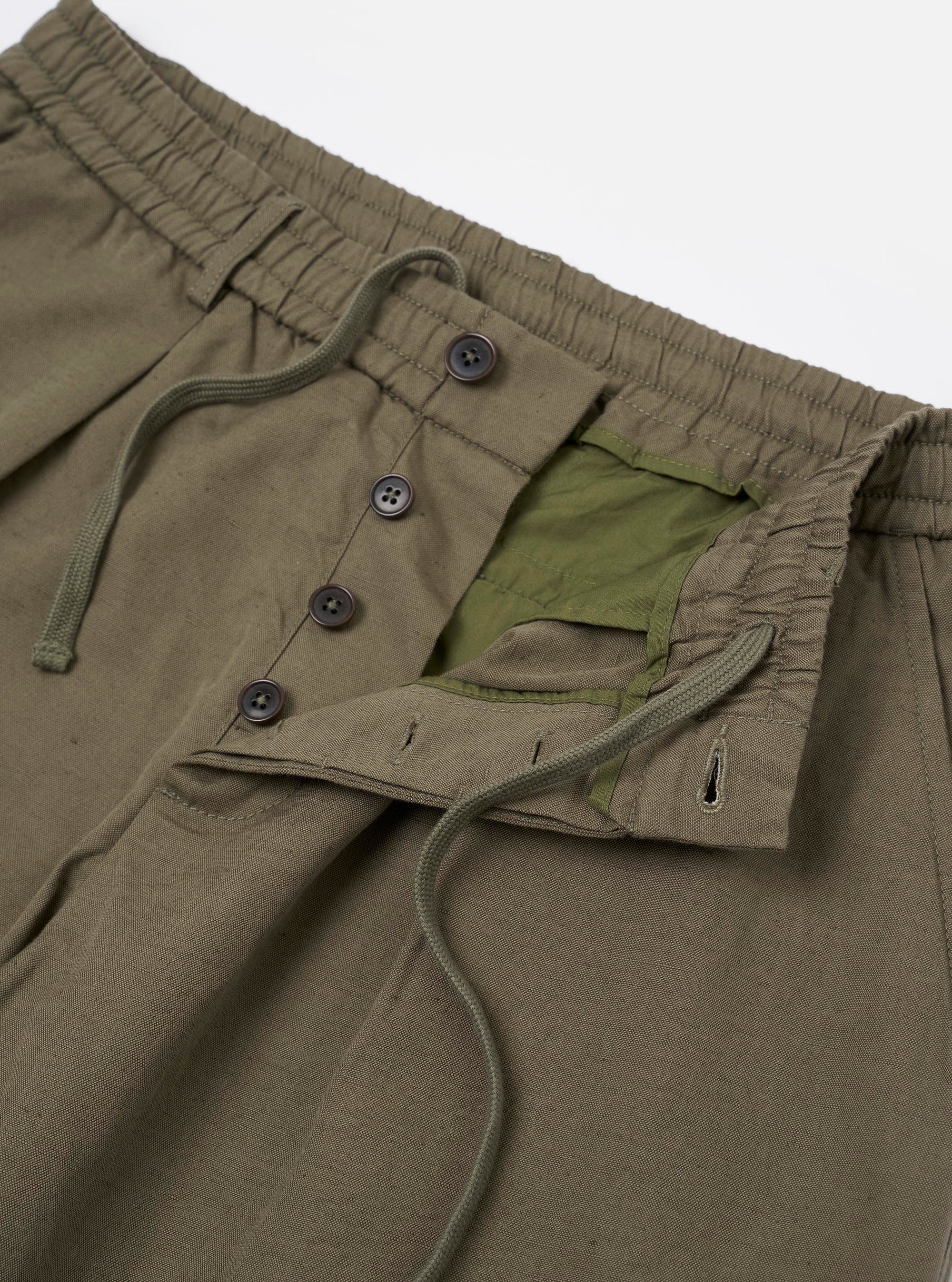 Olive Linen Slub Weave Oxford Pant