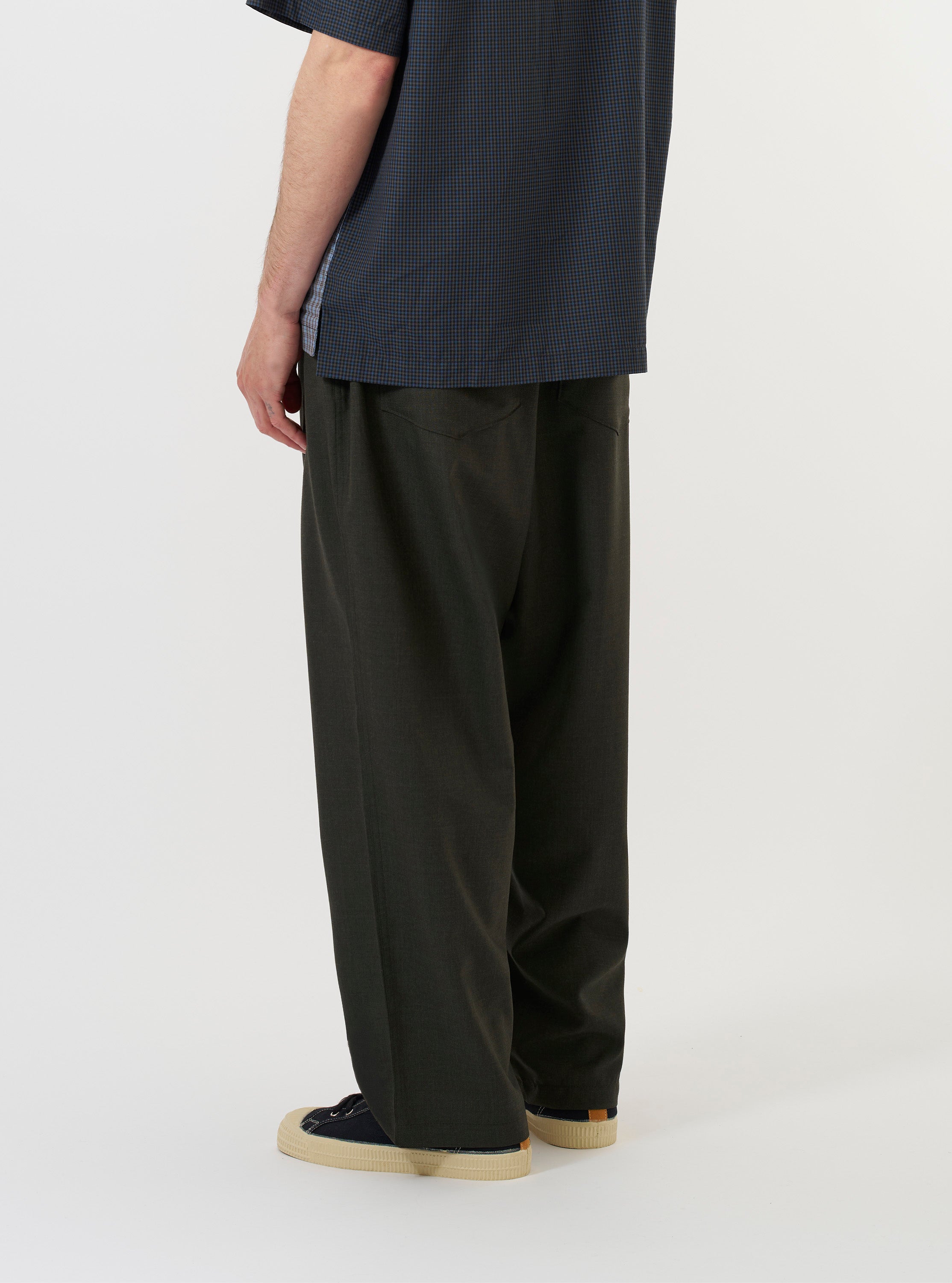 Men's Green Marl Tropical Suiting Dutch Wide Leg Pant – Universal