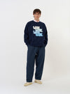 Navy Brush Back Sweat FM Raglan Sweatshirt