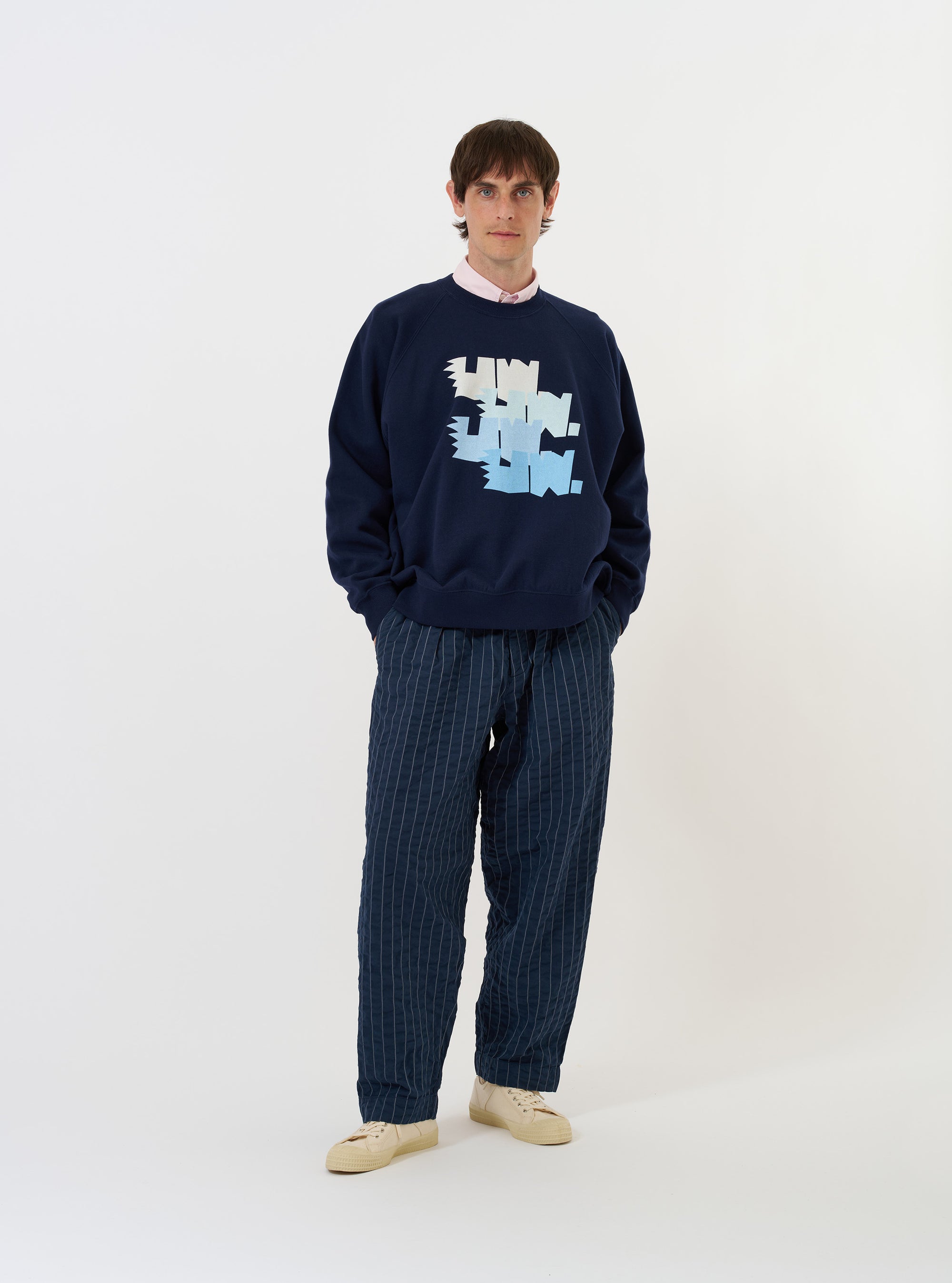 Navy Brush Back Sweat FM Raglan Sweatshirt