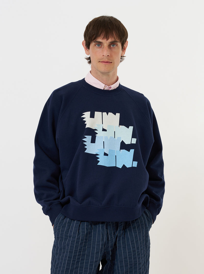 Navy Brush Back Sweat FM Raglan Sweatshirt