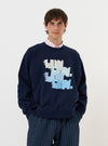 Navy Brush Back Sweat FM Raglan Sweatshirt