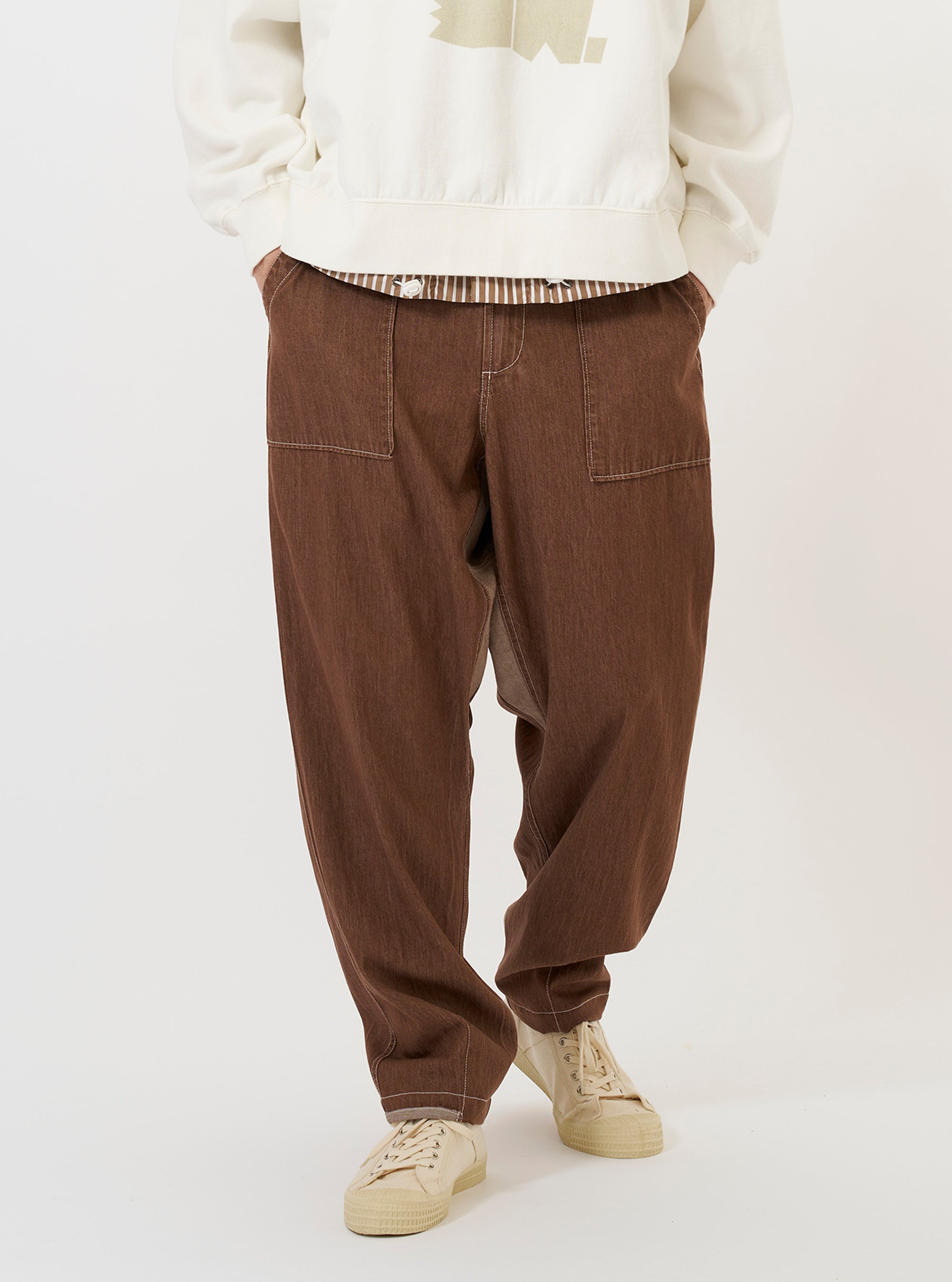 Brown Meco Denim Patched Fatigue Pant