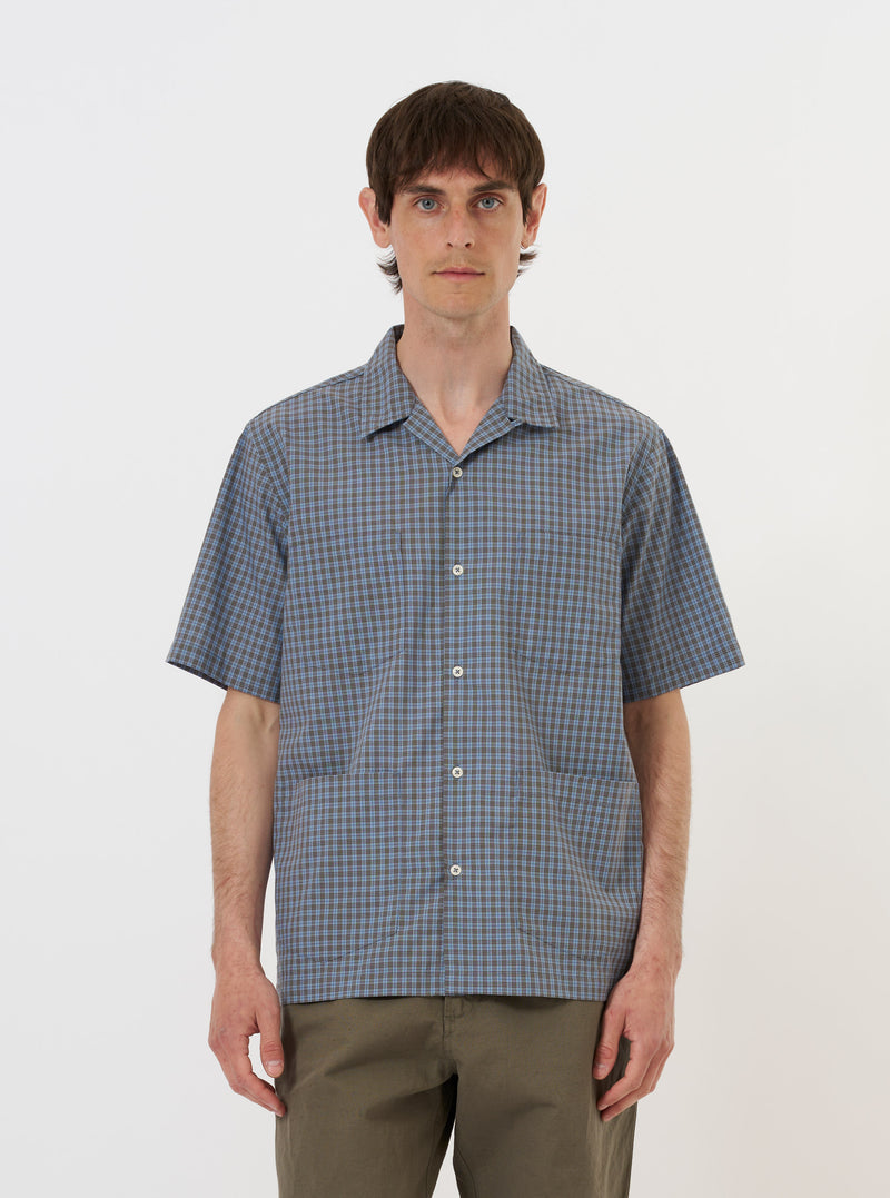 Pale Blue Check Plaid Summer Overshirt