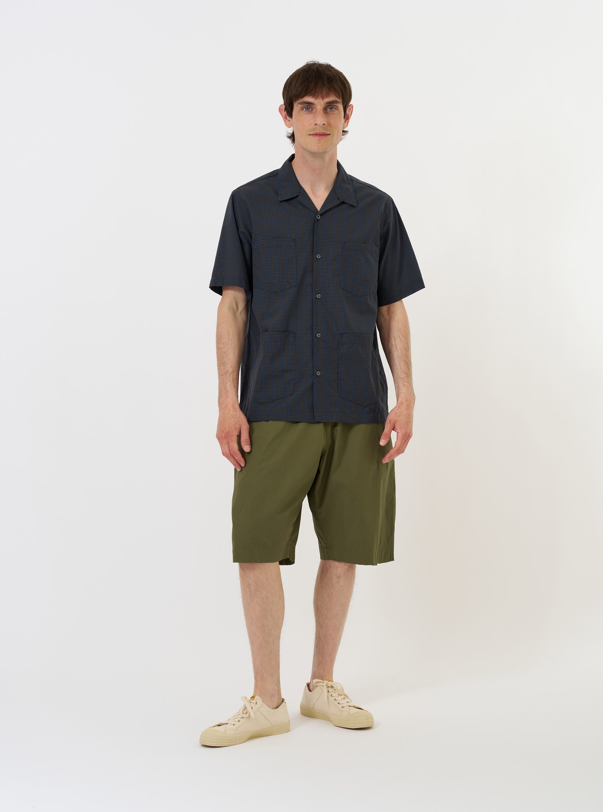Navy Check Plaid Summer Overshirt