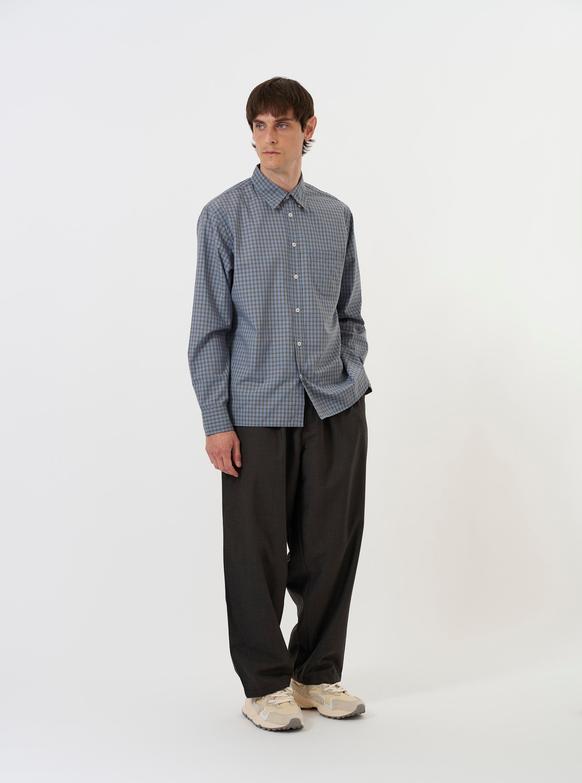 Pale Blue Check Plaid Lazy Day Shirt