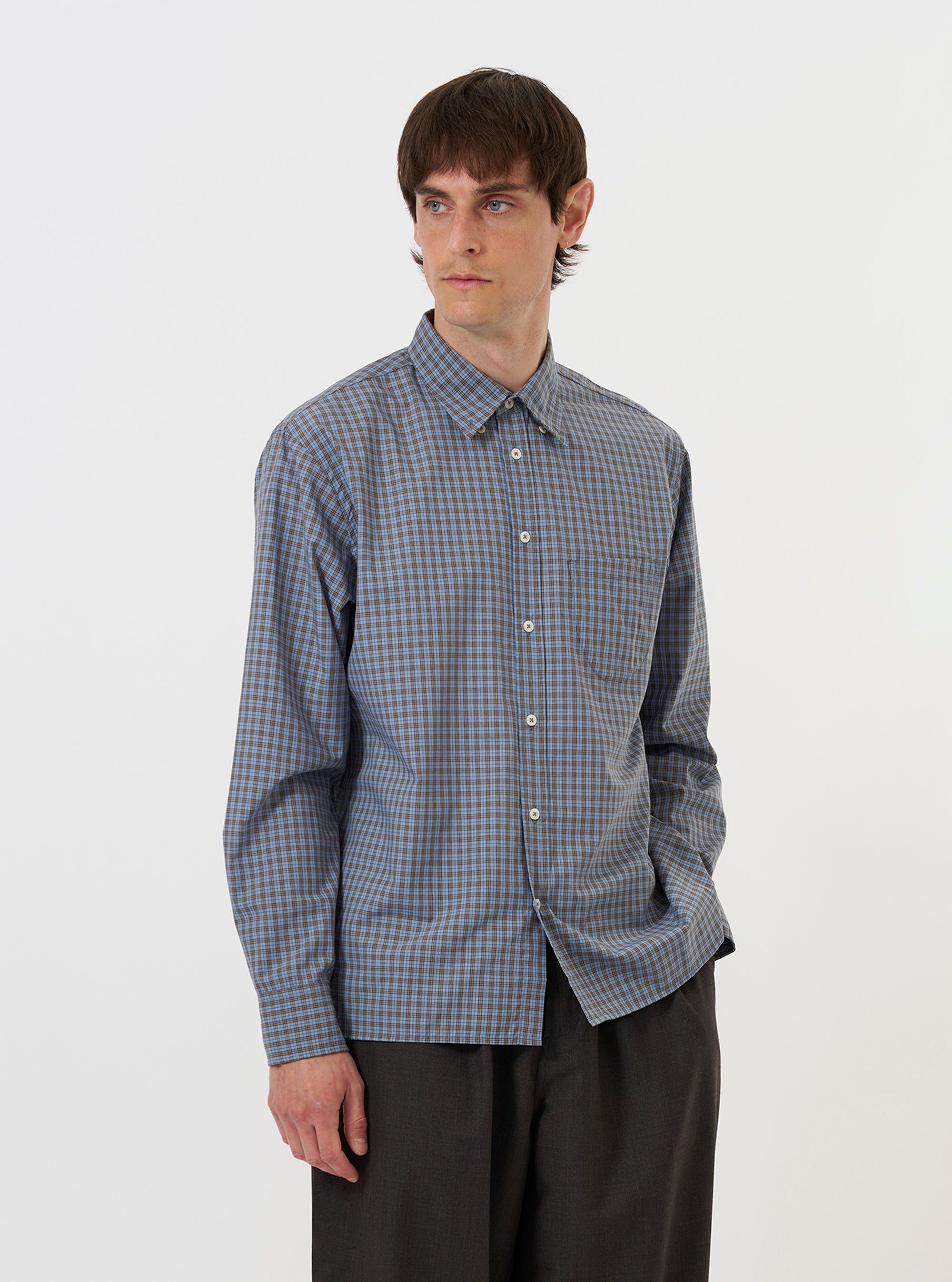 Pale Blue Check Plaid Lazy Day Shirt