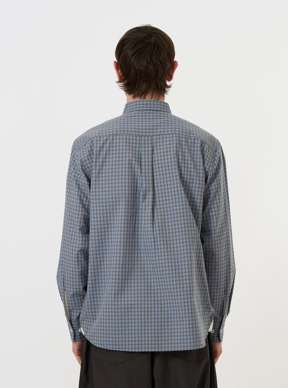 Men's Pale Blue Check Plaid Lazy Day Long Sleeve Shirt – Universal Works