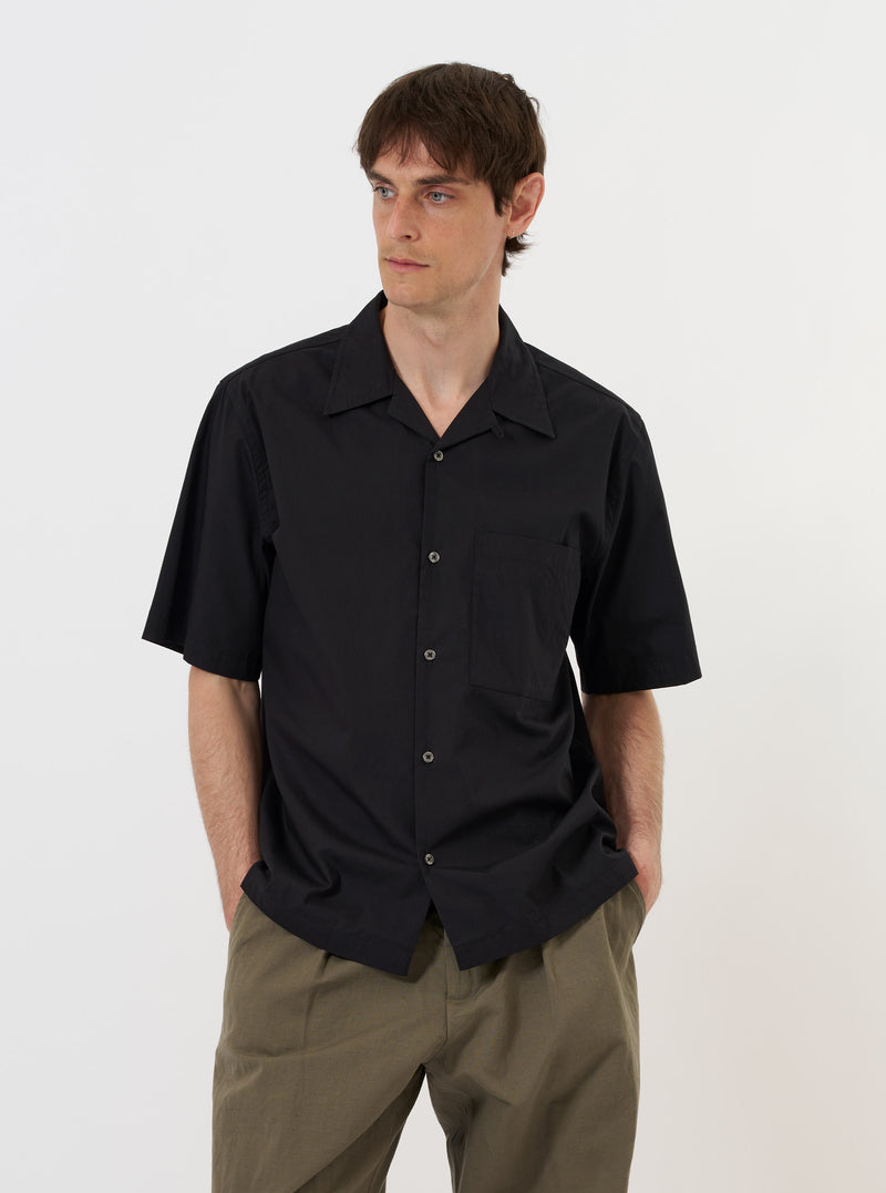 Black Broadcloth Camp Shirt
