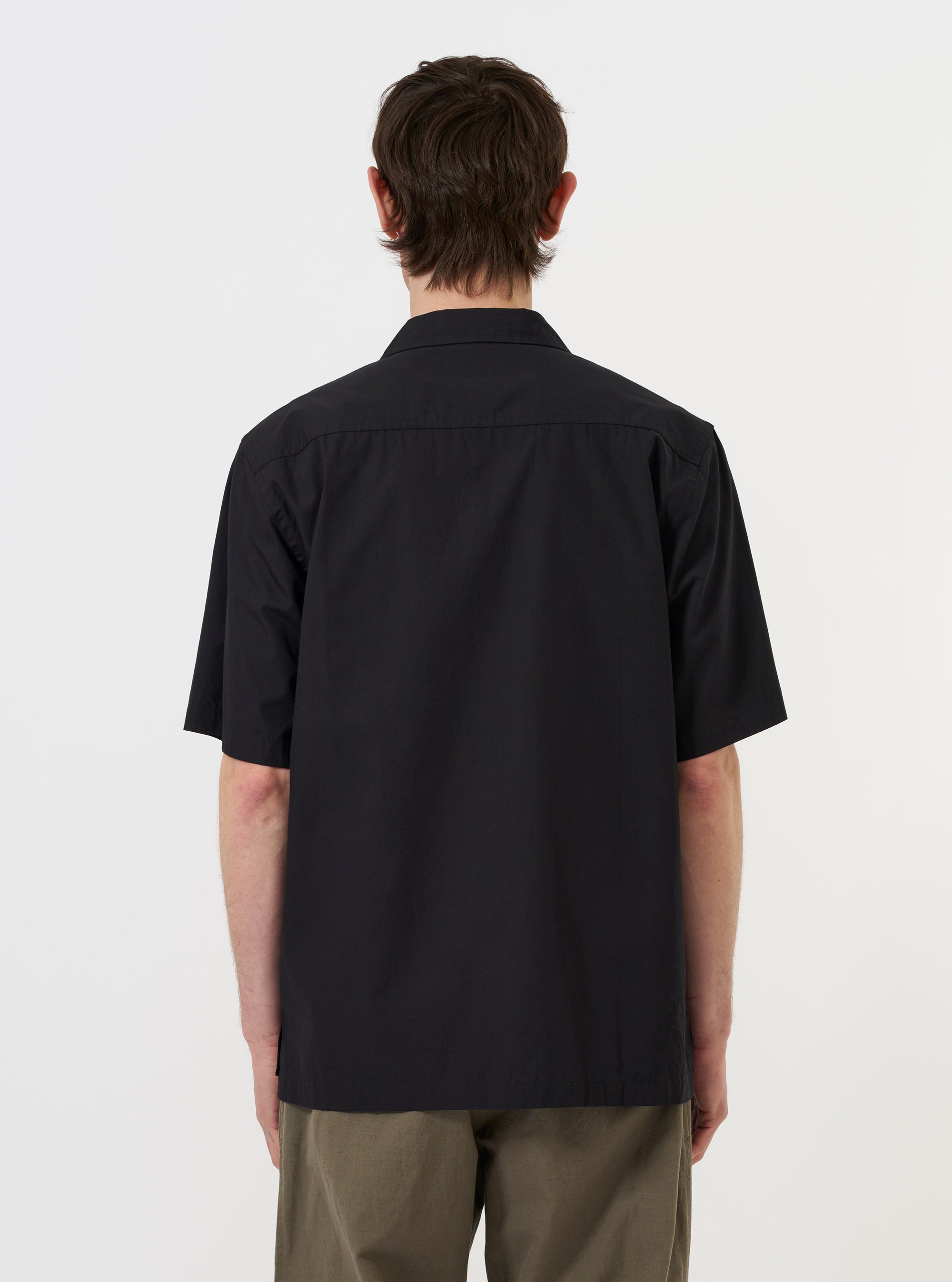 Black Broadcloth Camp Shirt