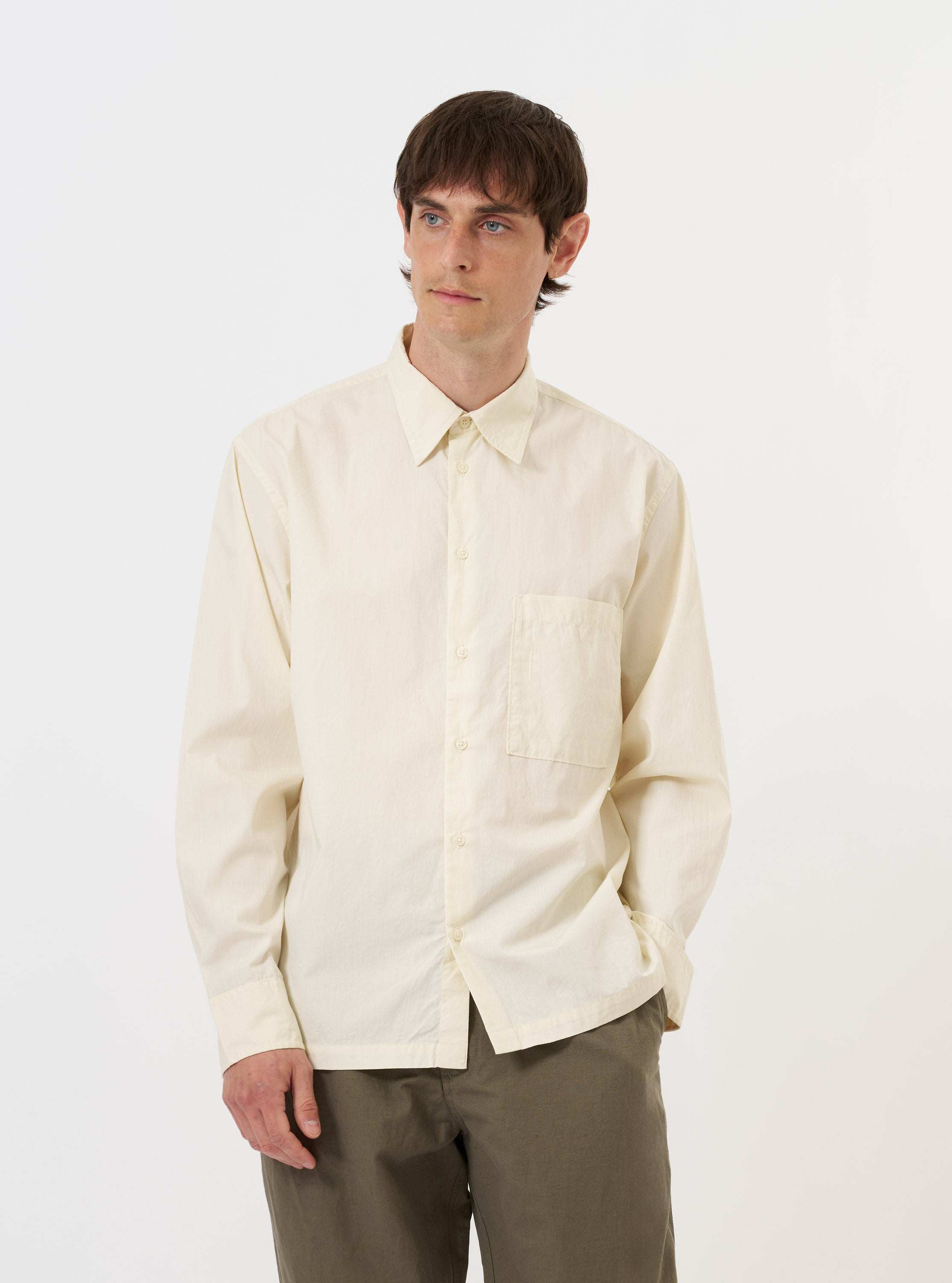 Men's Ecru Cotton Lucky Long Sleeve Shirt – Universal Works