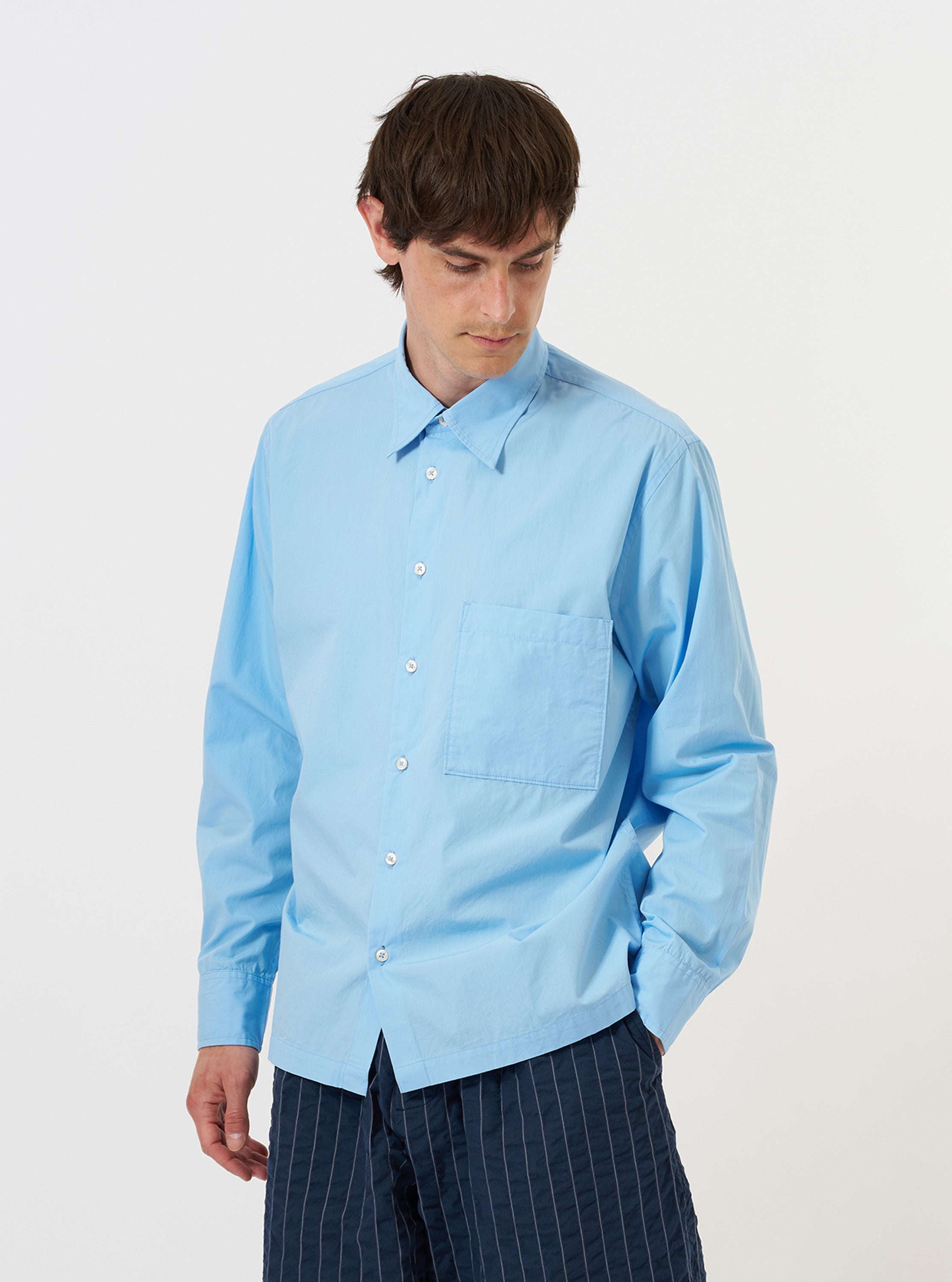 Men's Pale Blue Cotton Lucky Long Sleeve Shirt – Universal Works