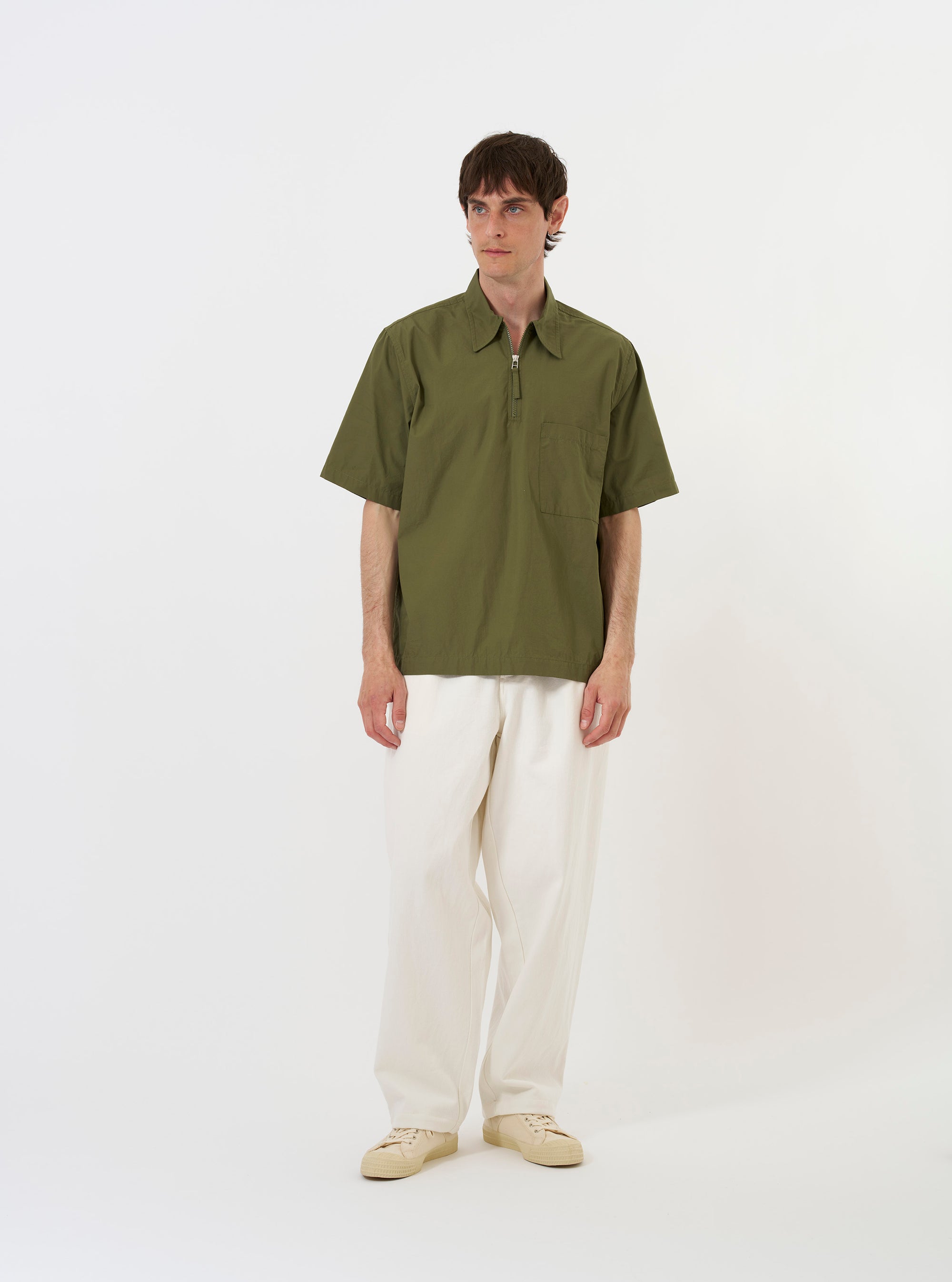 Olive Broadcloth Ewan Shirt
