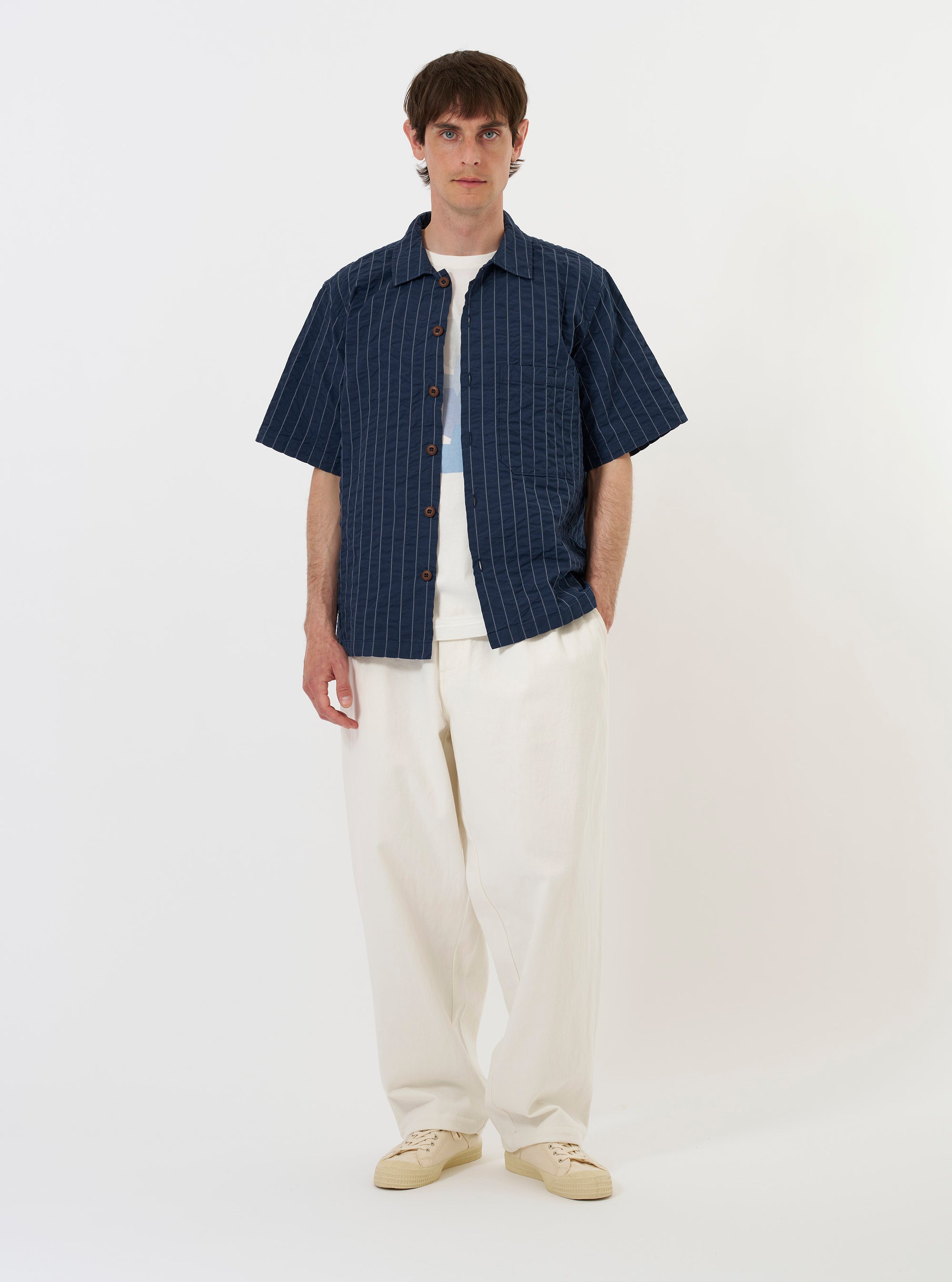 Navy Chester Stripe S/S Fatigue Shirt
