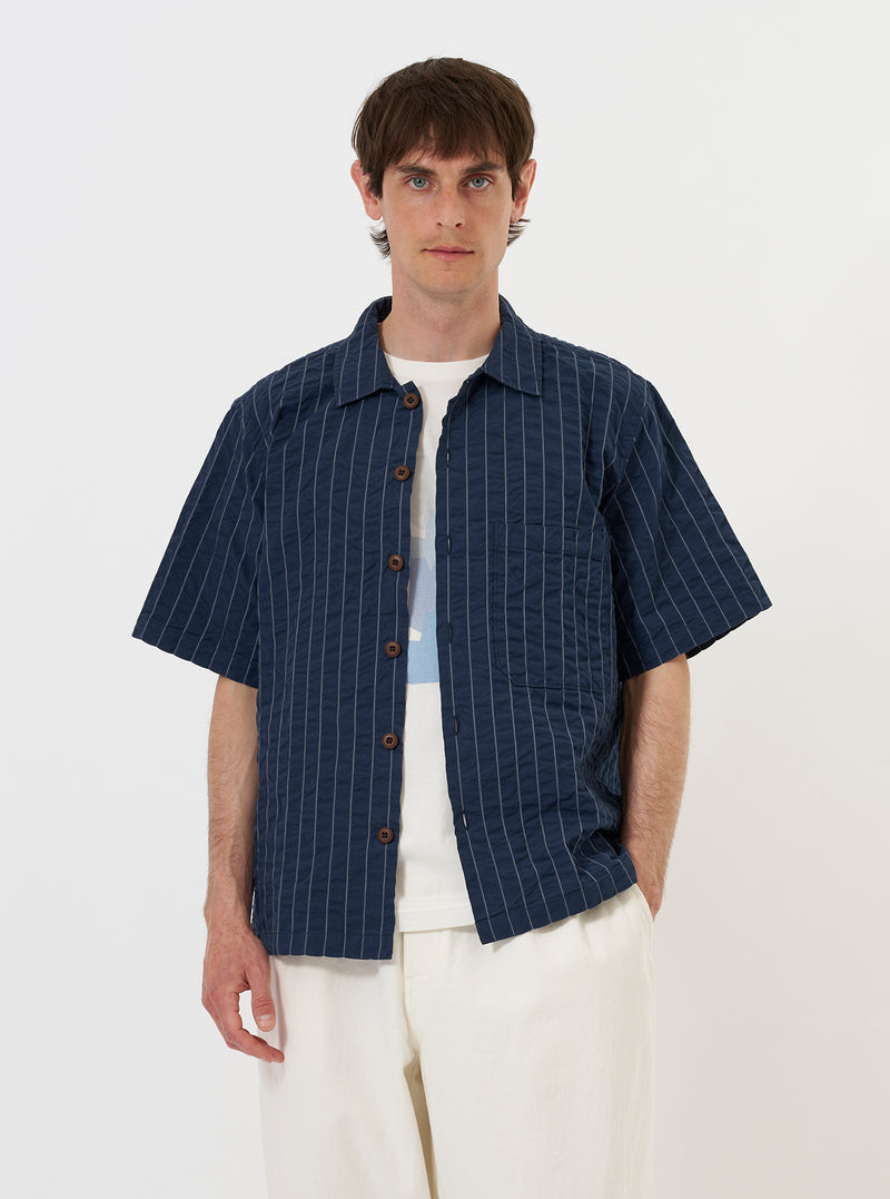 Navy Chester Stripe S/S Fatigue Shirt