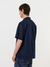 Navy Linen Cotton Shirting Camp Shirt