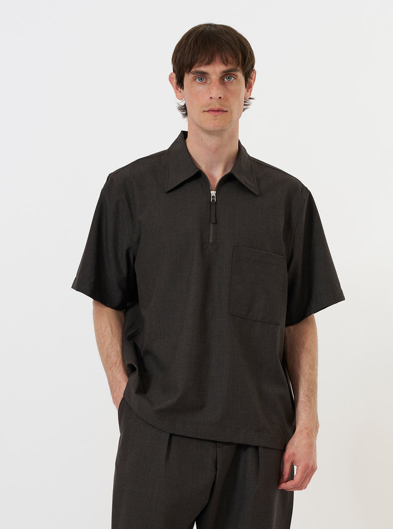 Brown Marl Tropical Suiting Ewan Shirt