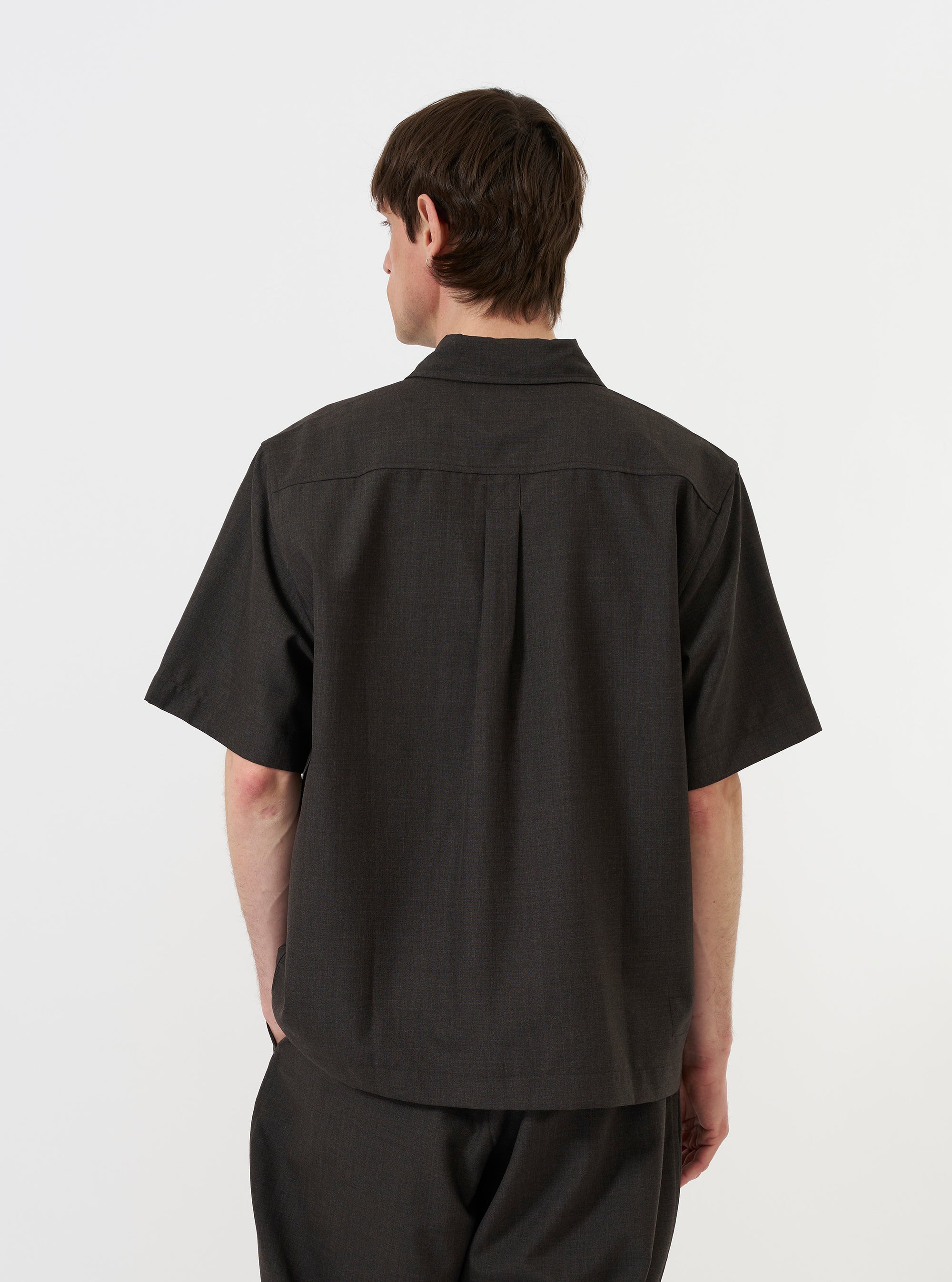 Brown Marl Tropical Suiting Ewan Shirt