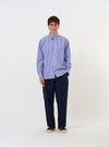 Blue/White Cotton Stripe Square Pocket Shirt