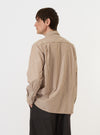Brown/White Cotton Stripe Square Pocket Shirt