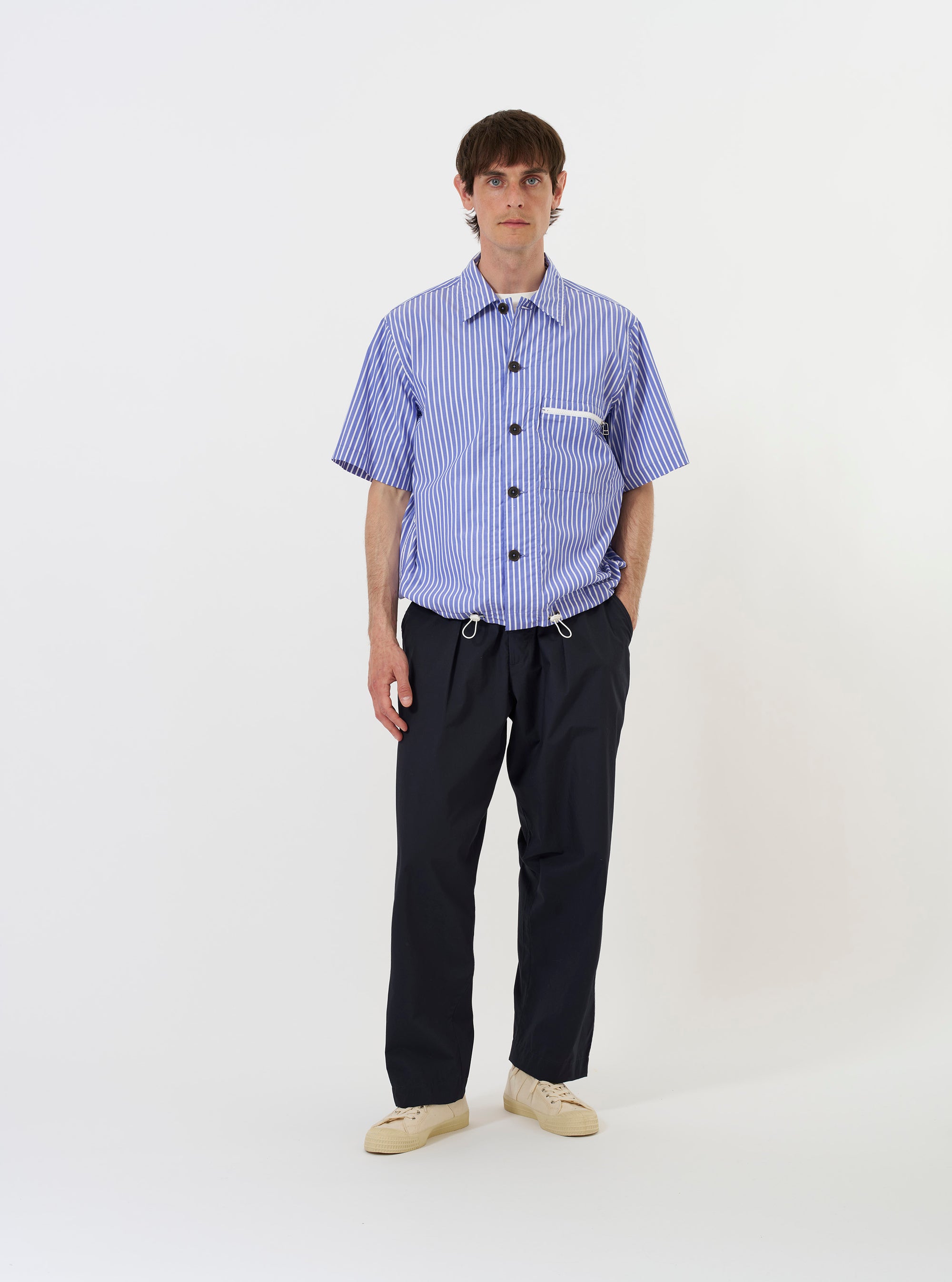 Blue/White Cotton Stripe Z Tech Overshirt