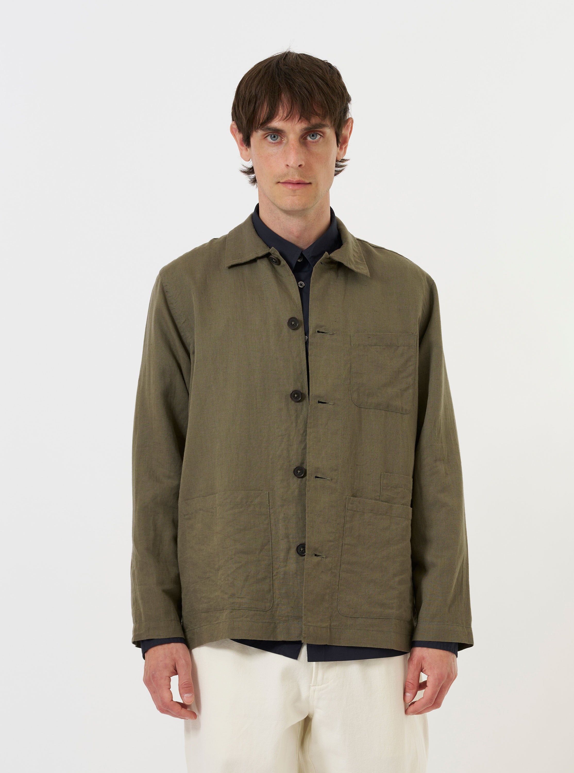 Men's Green Linen Cotton Shirting Bakers Overshirt – Universal Works