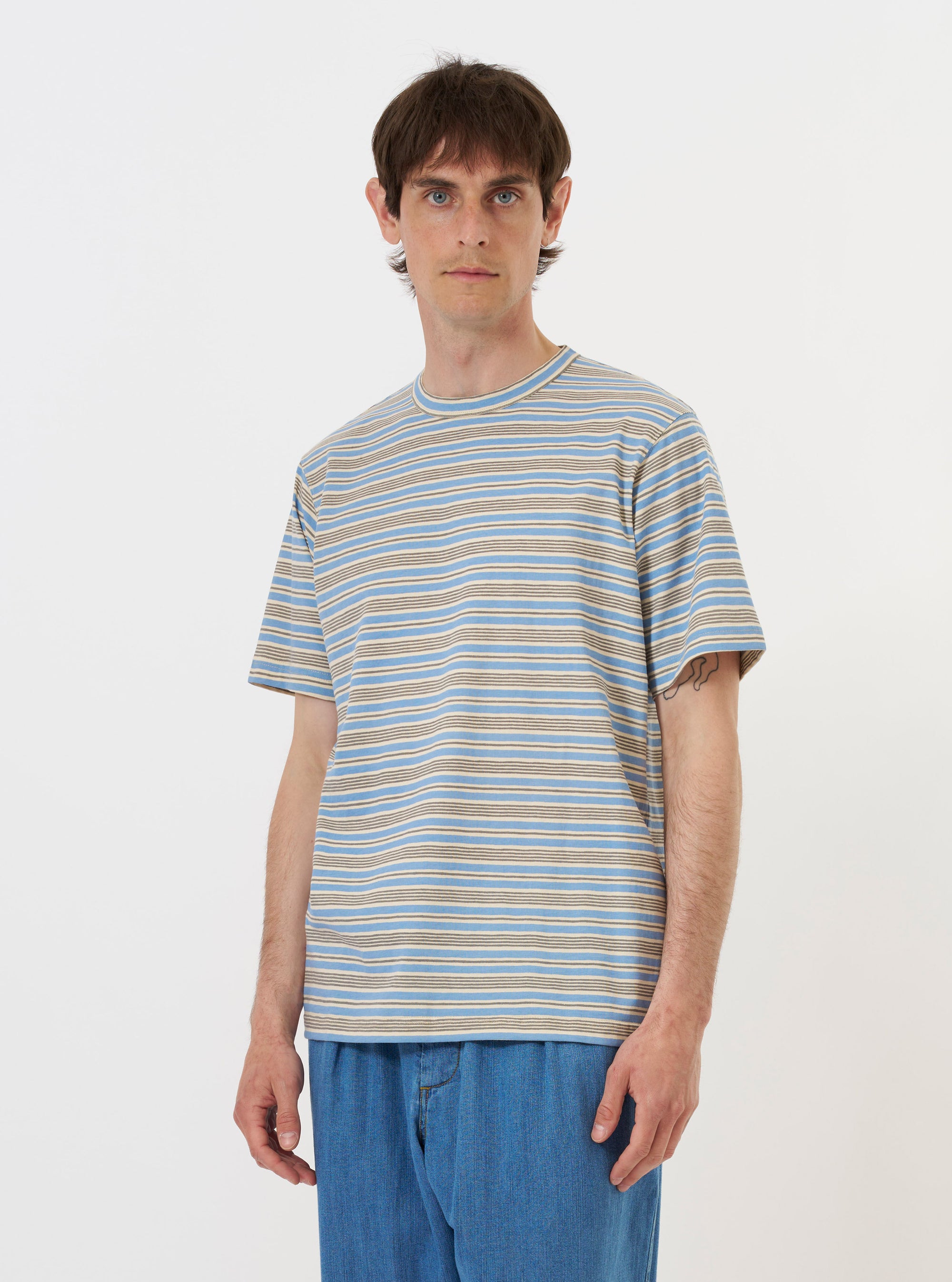 Pale Blue OS Stripe Jersey Core Tee