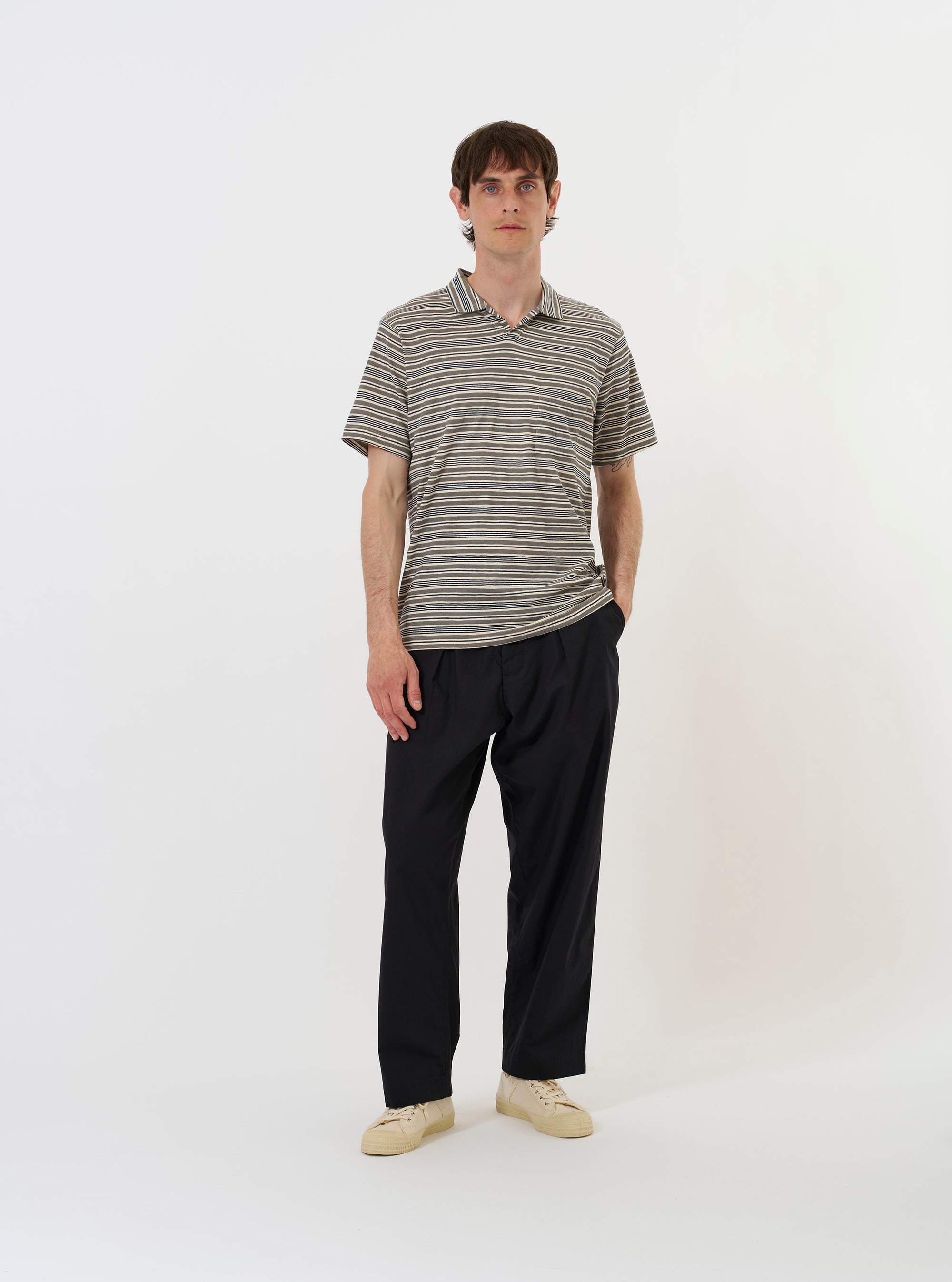 Grey OS Stripe Jersey Vacation Polo