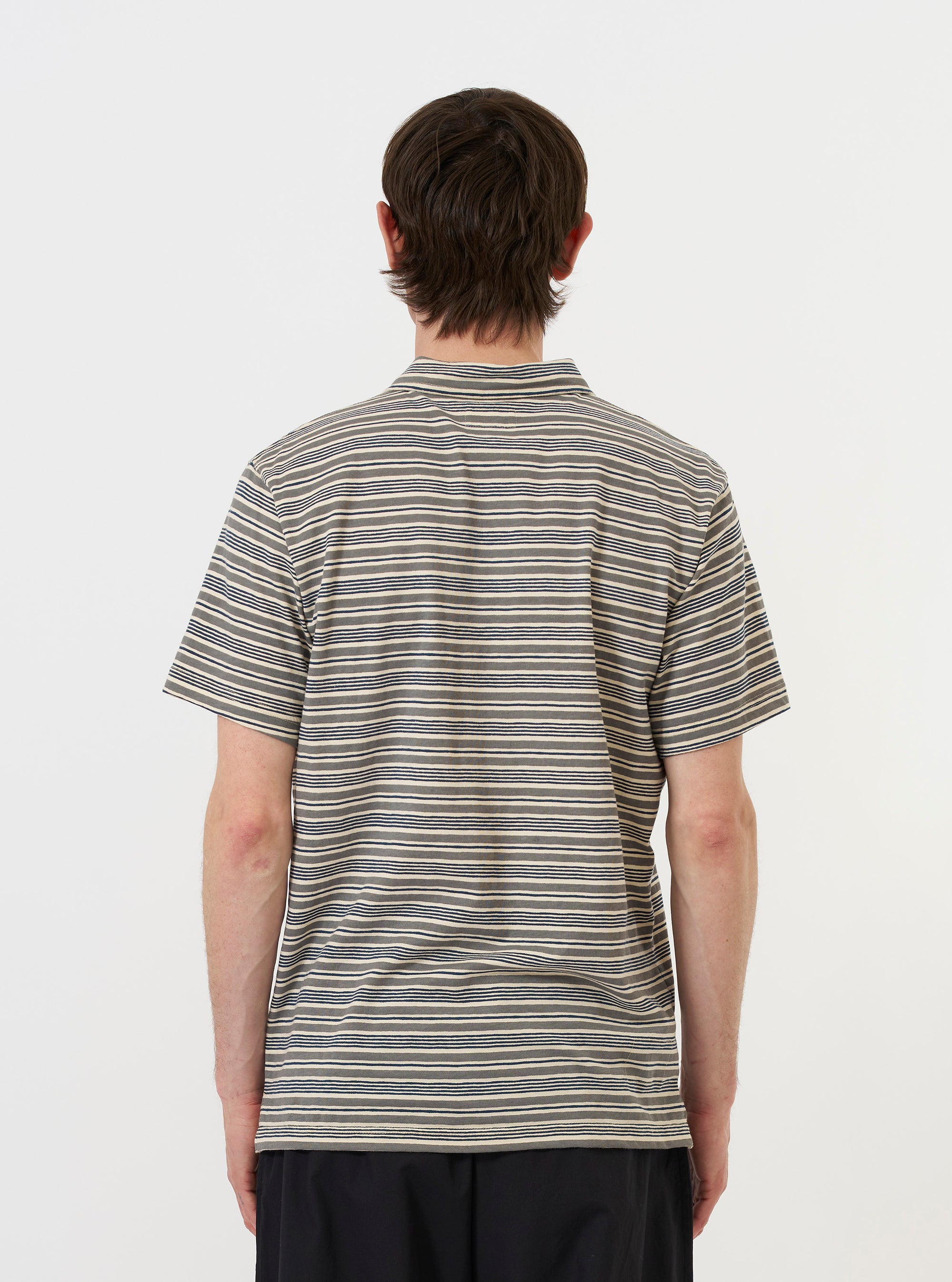 Grey OS Stripe Jersey Vacation Polo