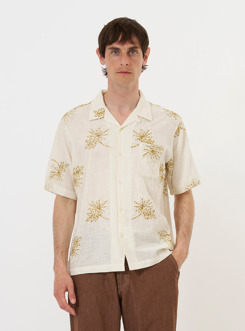 Ecru Hand Embroidered Cotton Road Shirt