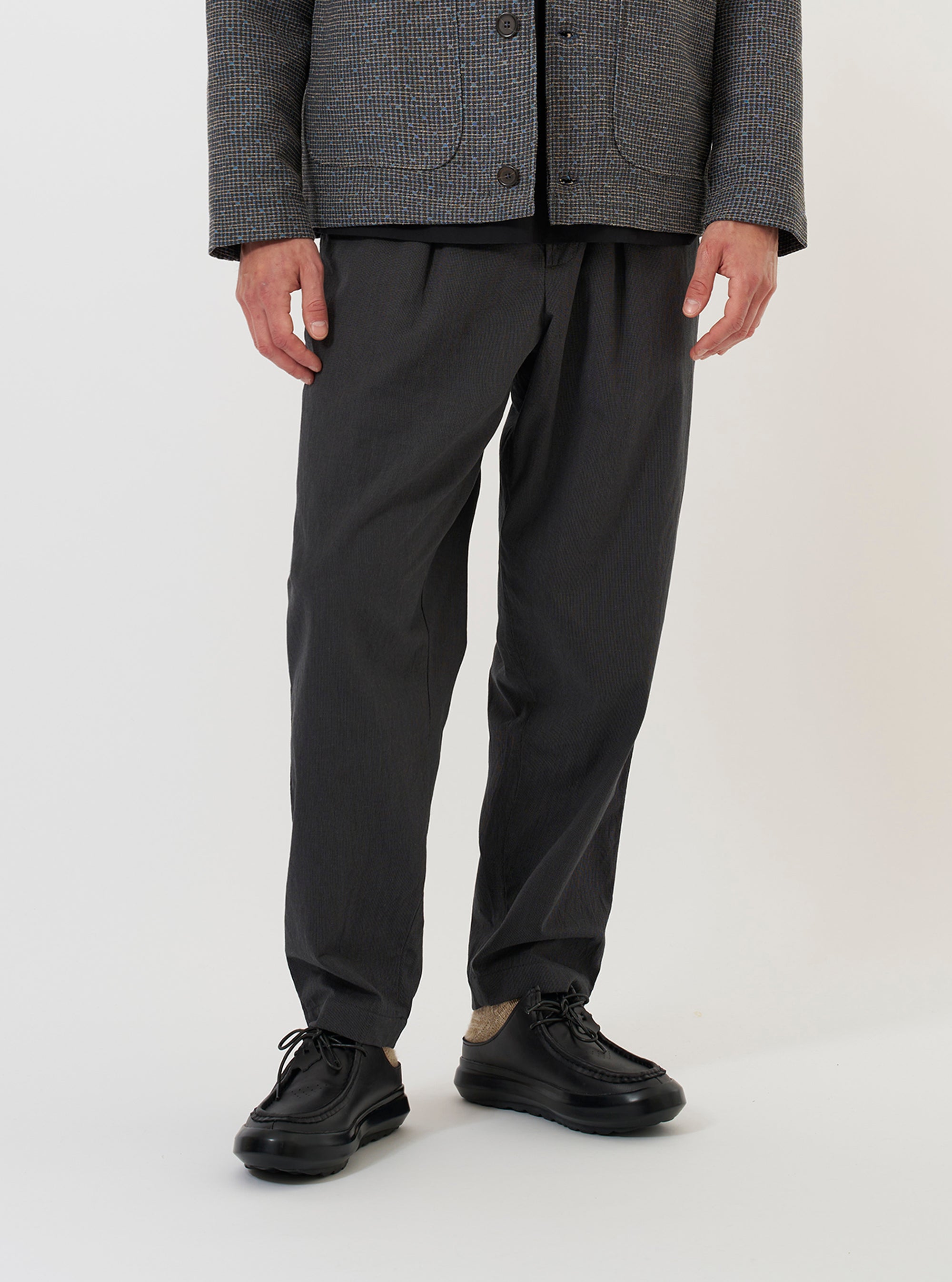 Charcoal Seattle Cotton Pleated Track Pant