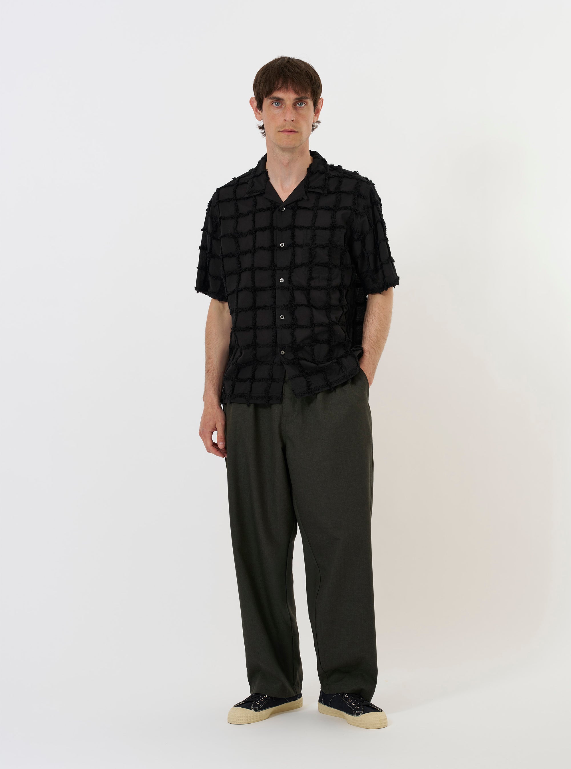 Black 3D Check Road Shirt