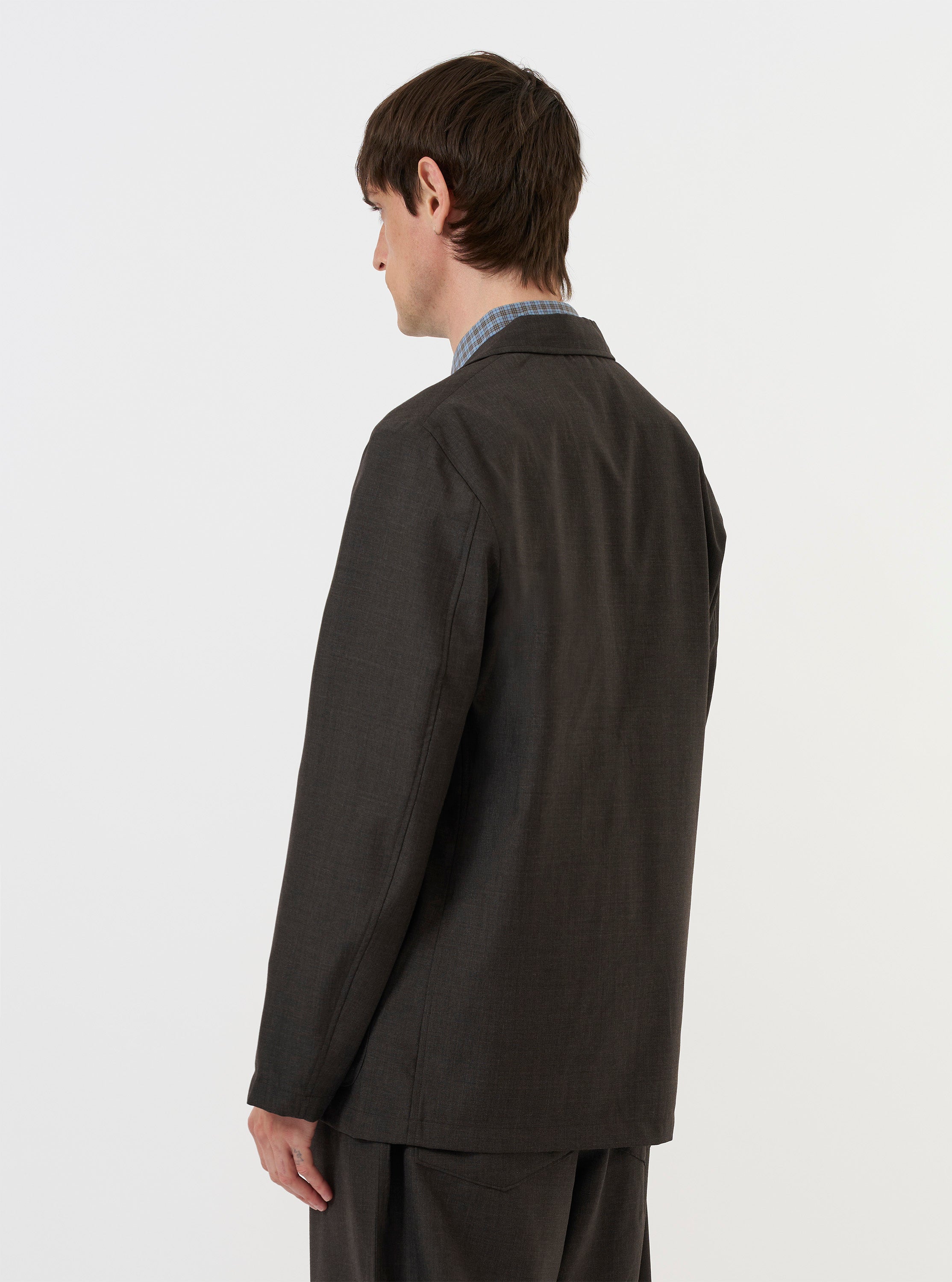 Men's Brown Marl Tropical Suiting Two Button Suit Jacket