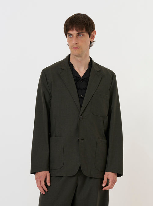 Olive Marl Tropical Suiting Two Button Jacket