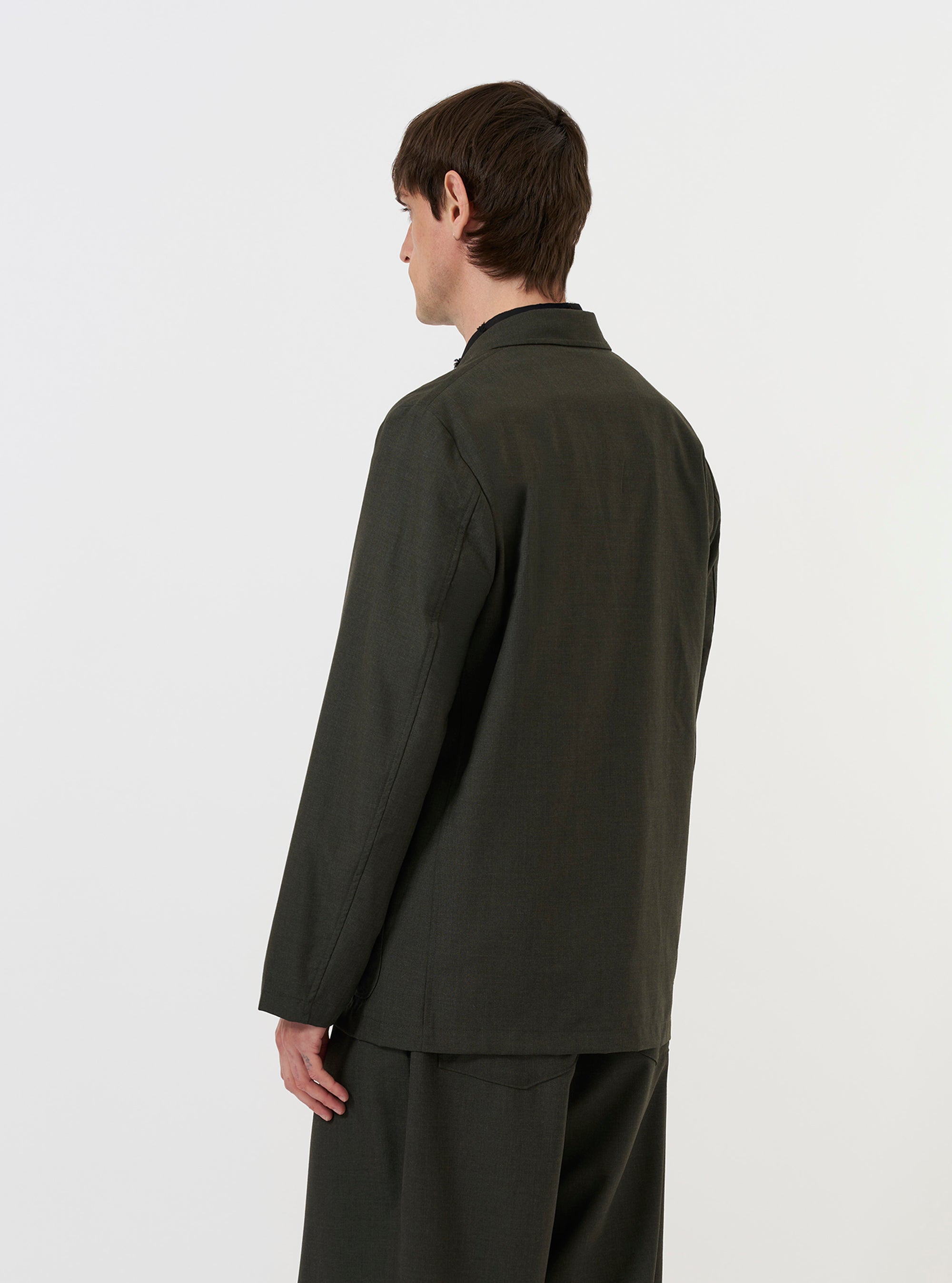 Olive Marl Tropical Suiting Two Button Jacket