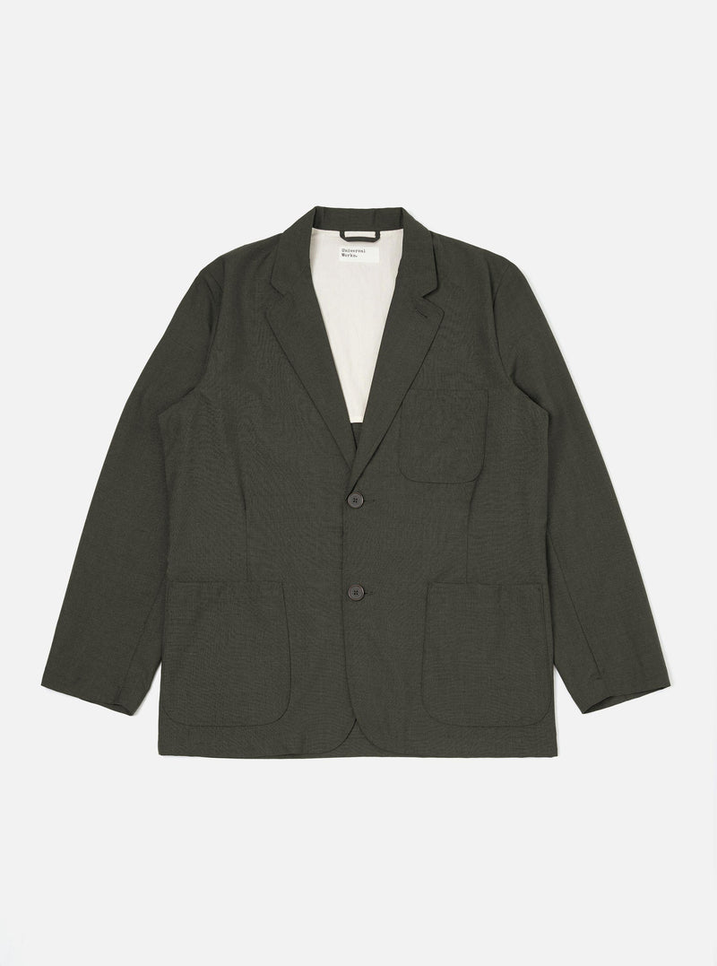 Olive Marl Tropical Suiting Two Button Jacket
