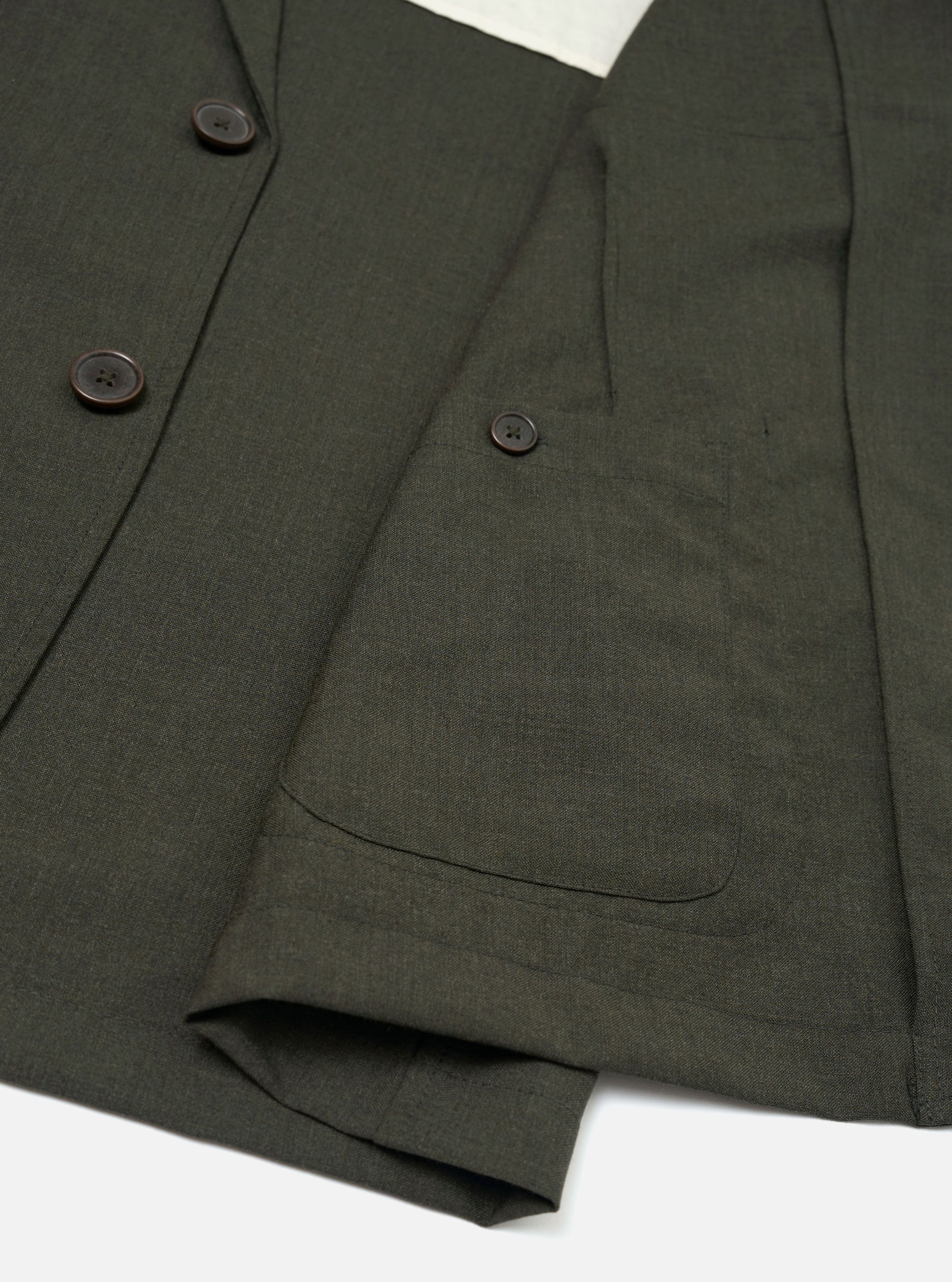 Olive Marl Tropical Suiting Two Button Jacket