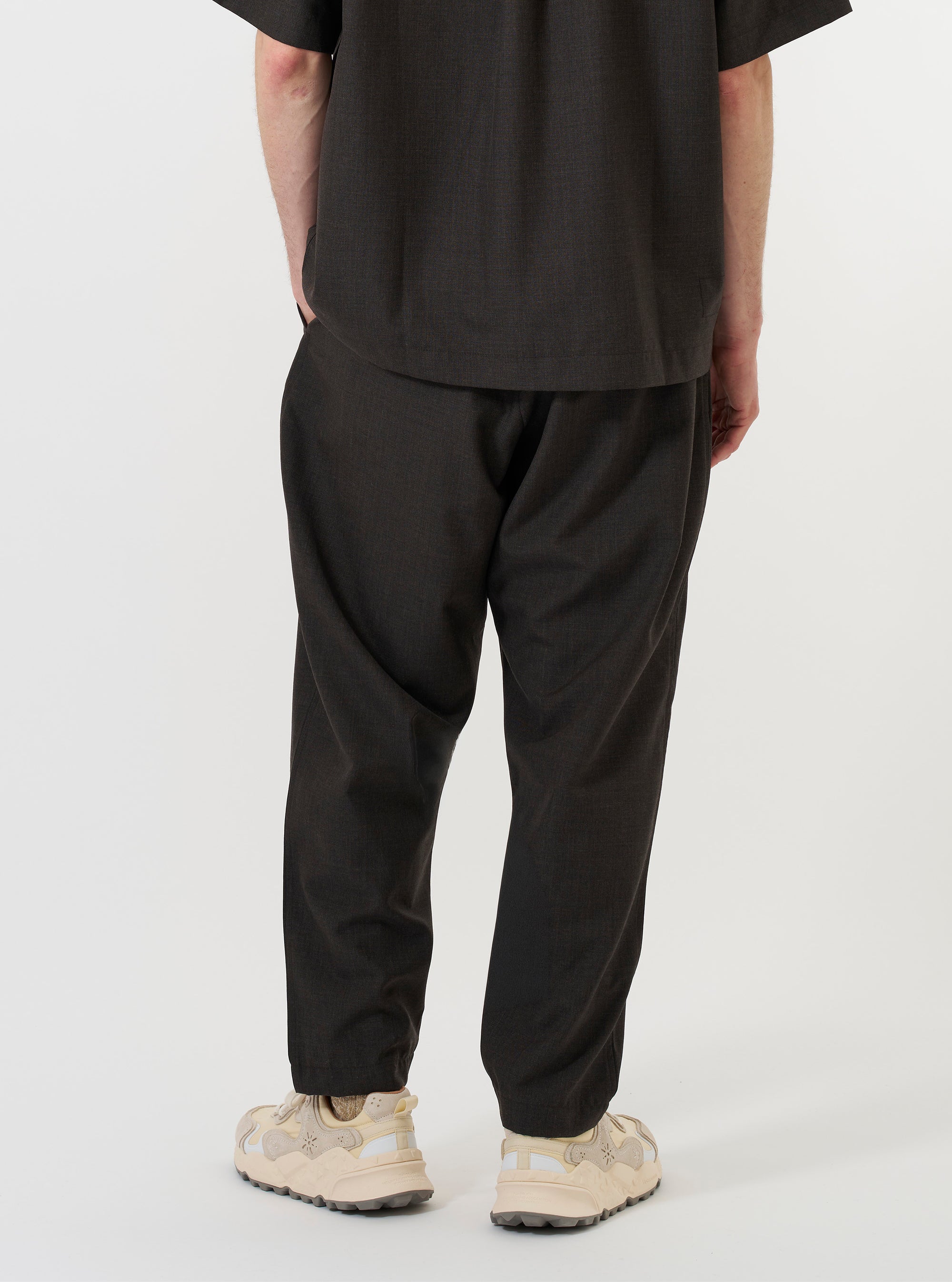 Brown Marl Tropical Suiting Pleated Track Pant