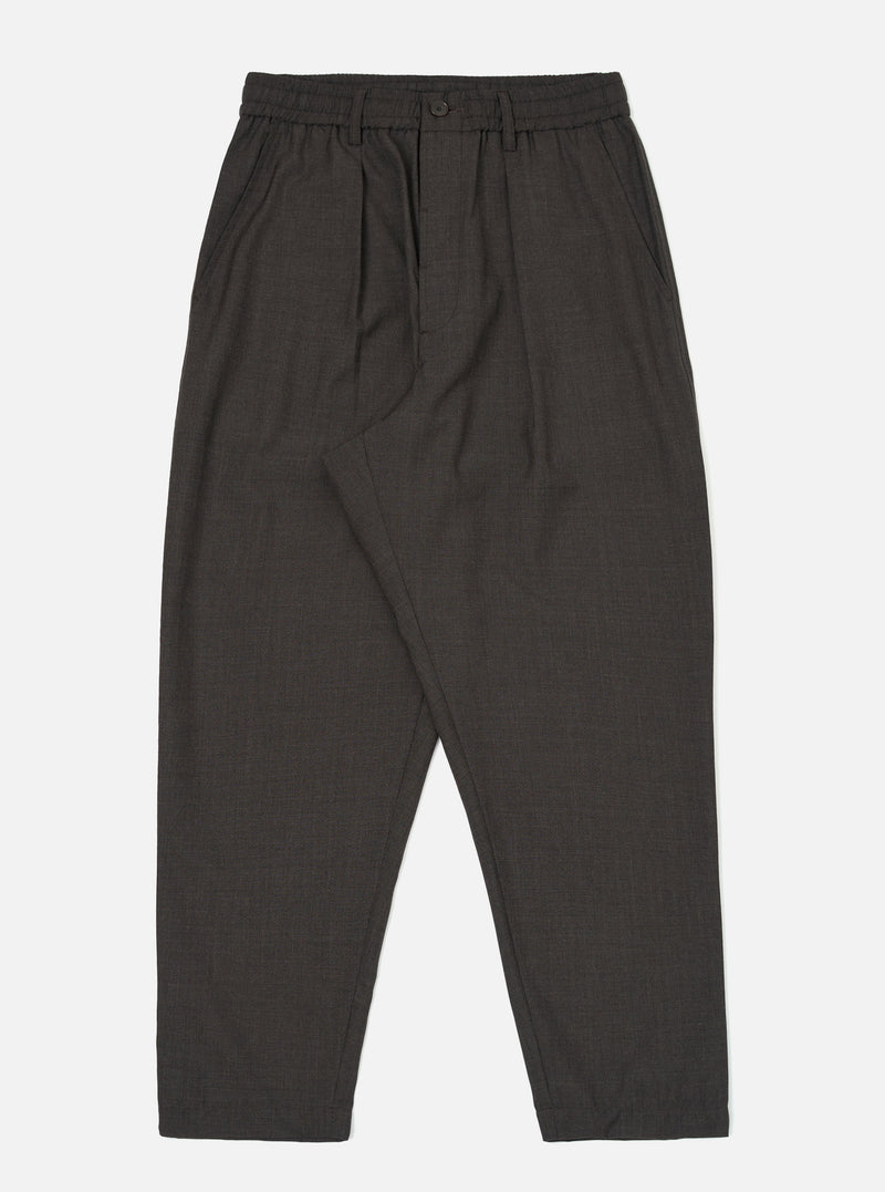 Brown Marl Tropical Suiting Pleated Track Pant