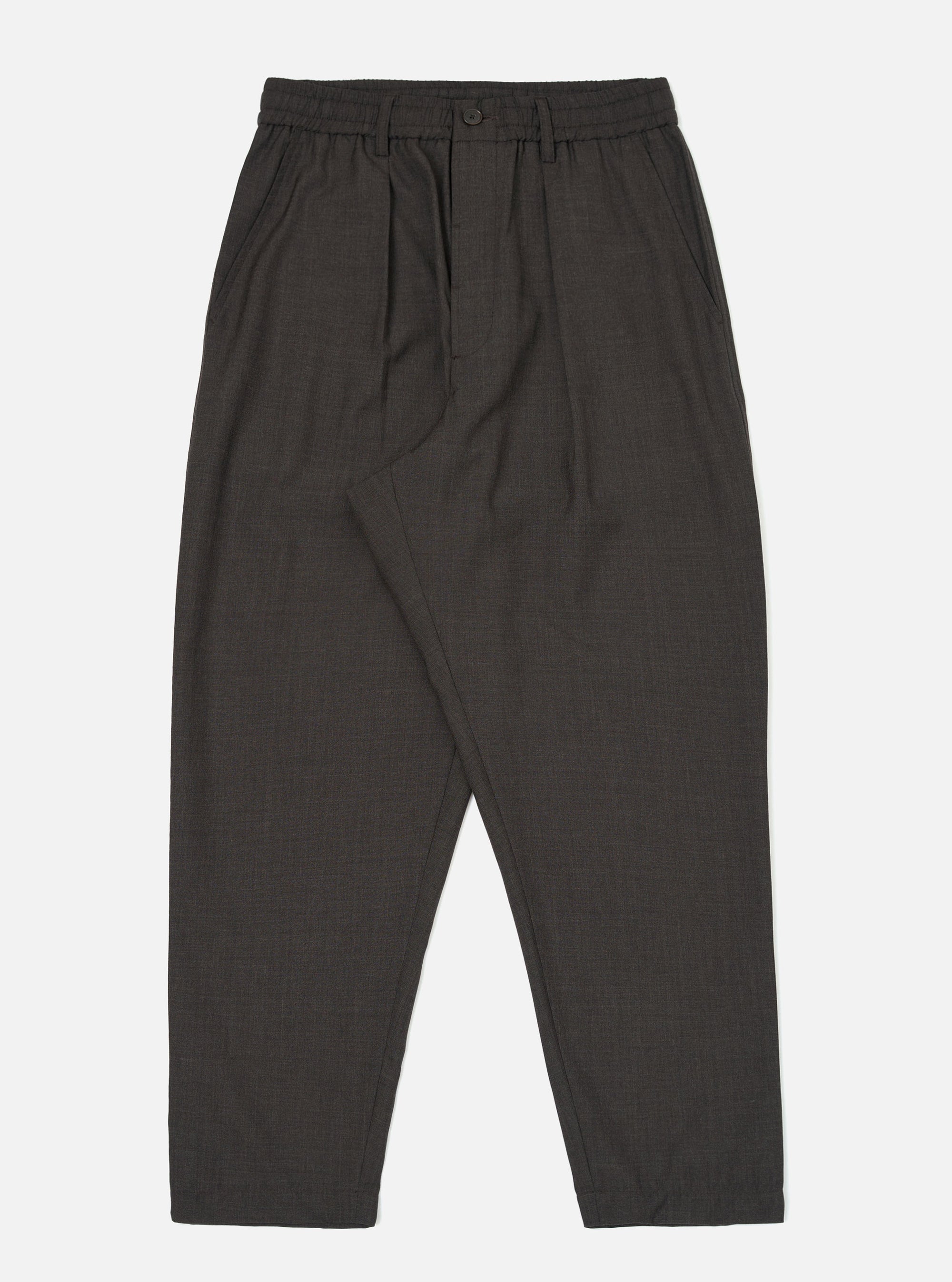 Brown Marl Tropical Suiting Pleated Track Pant
