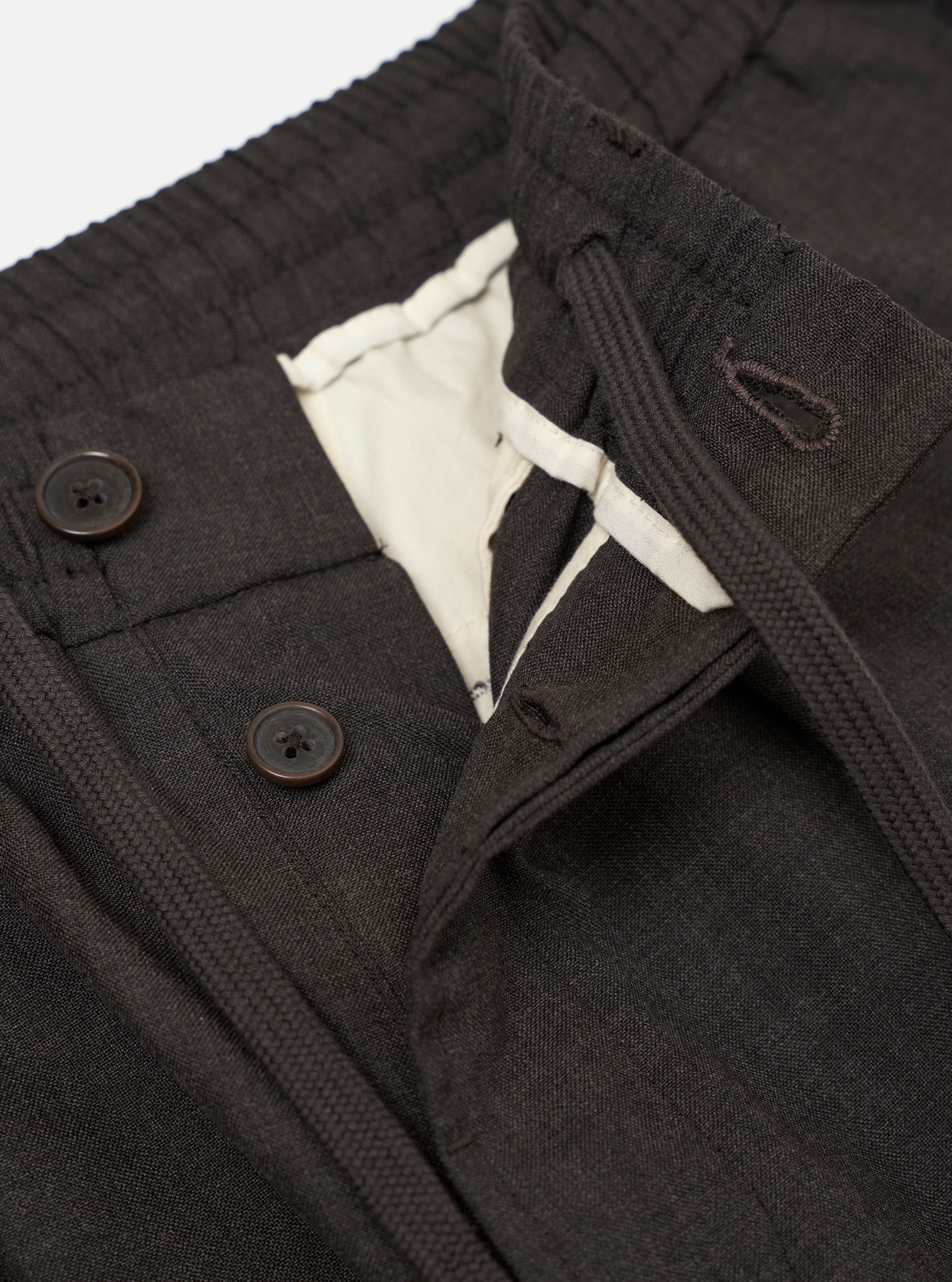 Brown Marl Tropical Suiting Pleated Track Pant