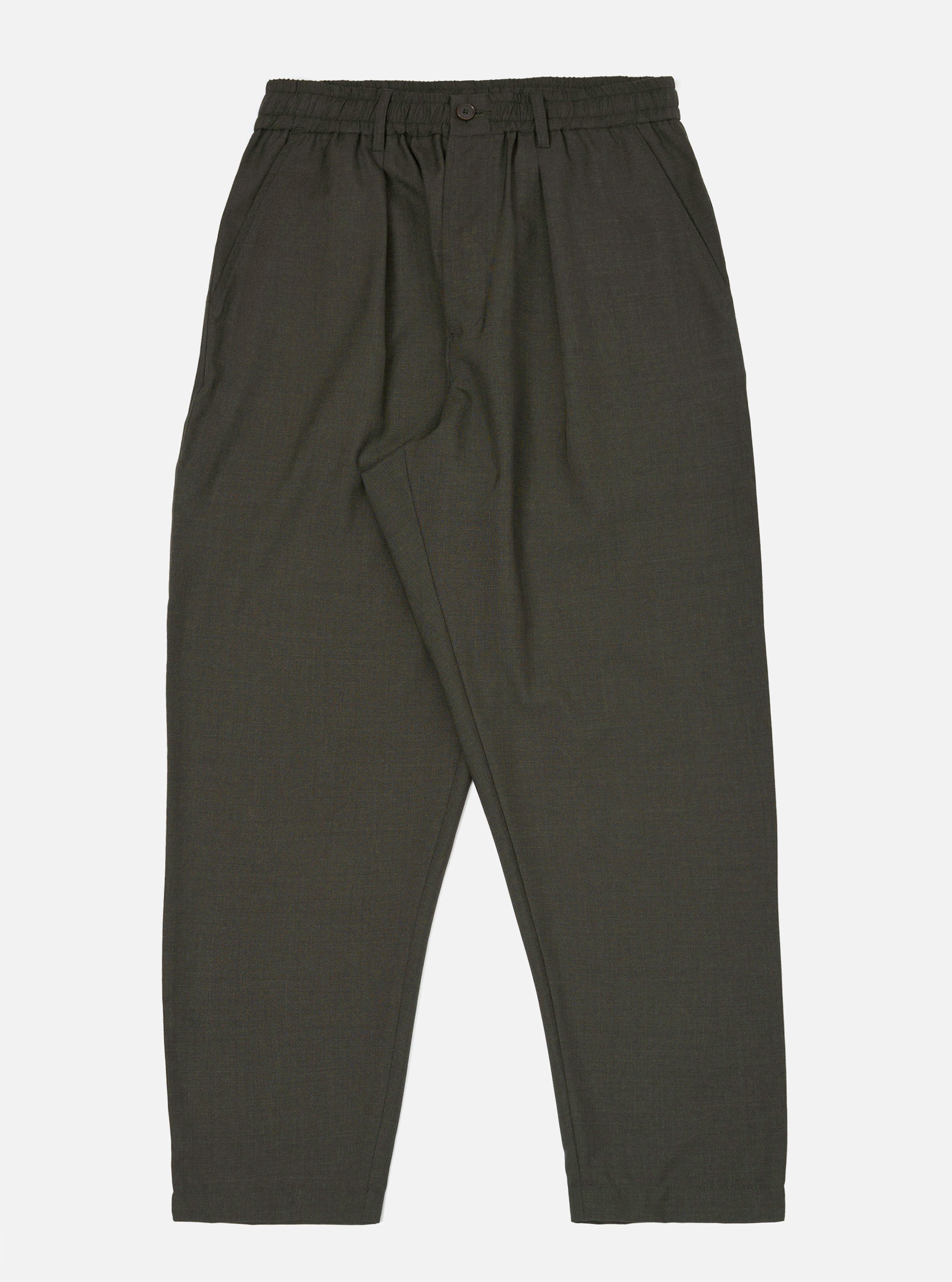 Men's Olive Marl Tropical Suiting Pleated Track Pant – Universal Works