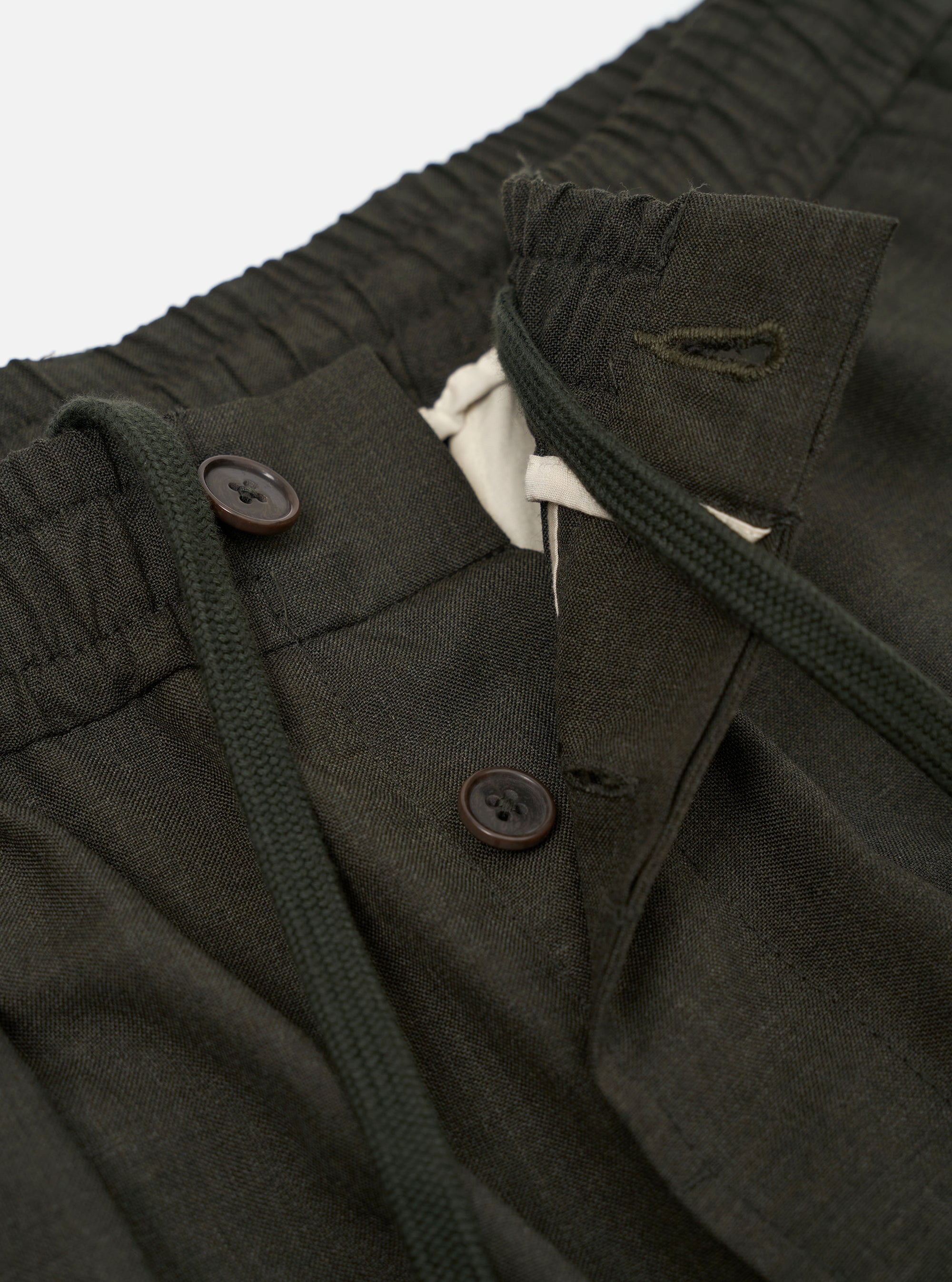 Olive Marl Tropical Suiting Pleated Track Pant